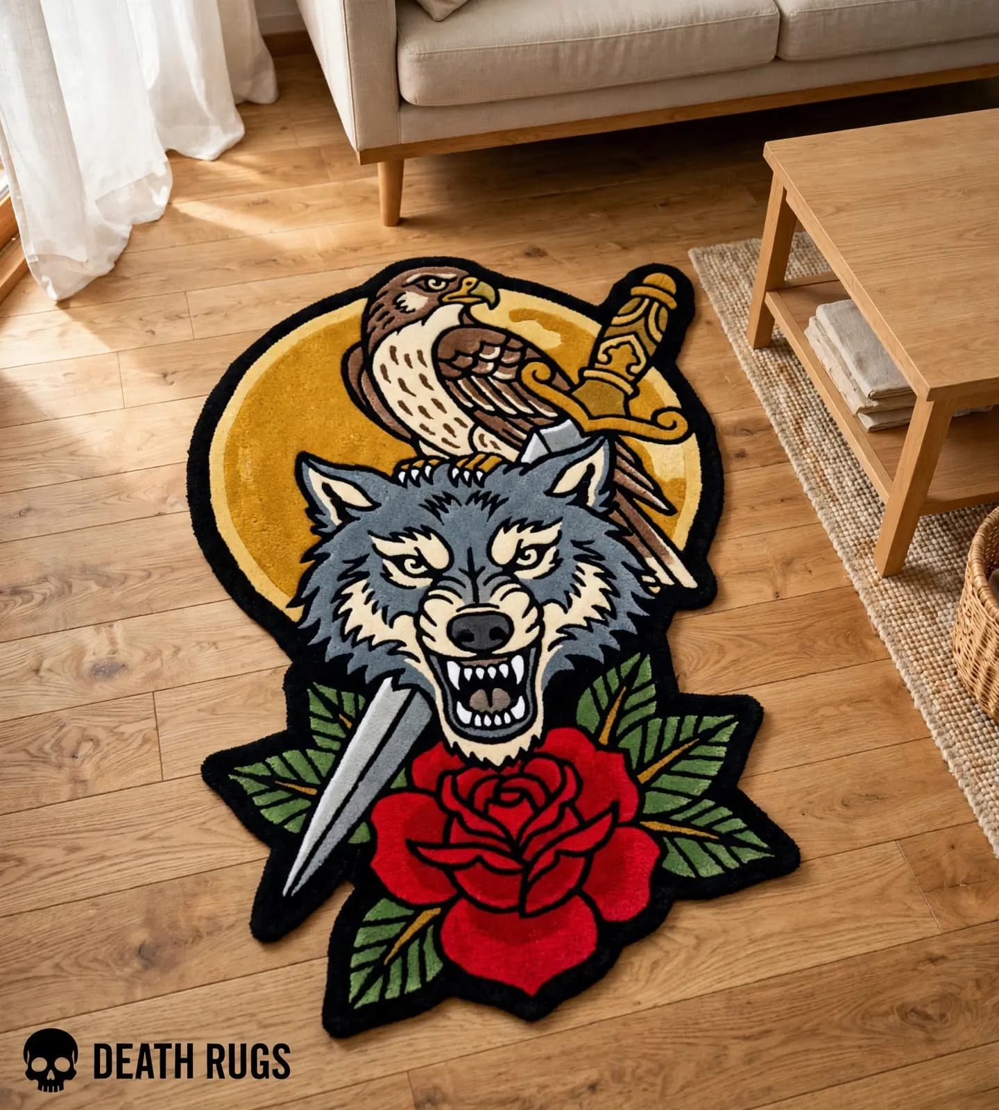 Falcon and Wolf Totem Rugs thumbnail 4