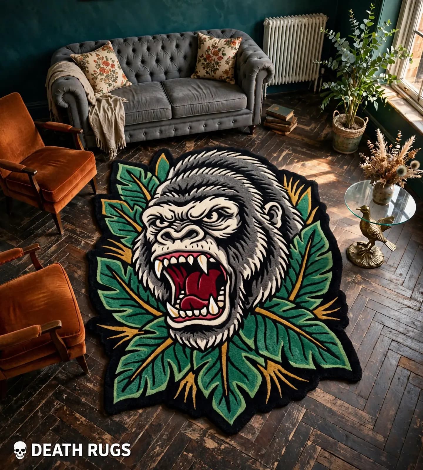 Roaring Gorilla & Jungle Foliage Rugs thumbnail 3