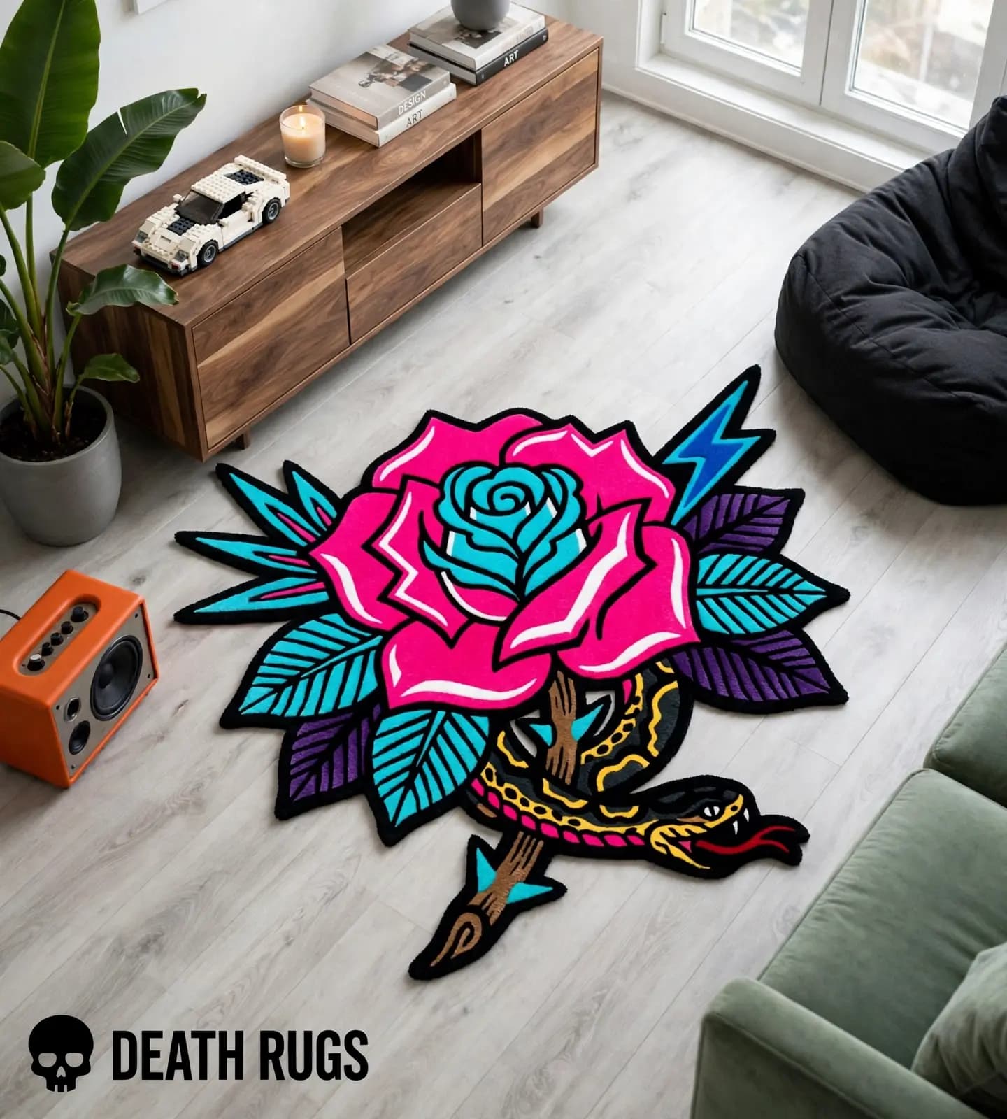 Neon Serpent Rose Rugs thumbnail 3