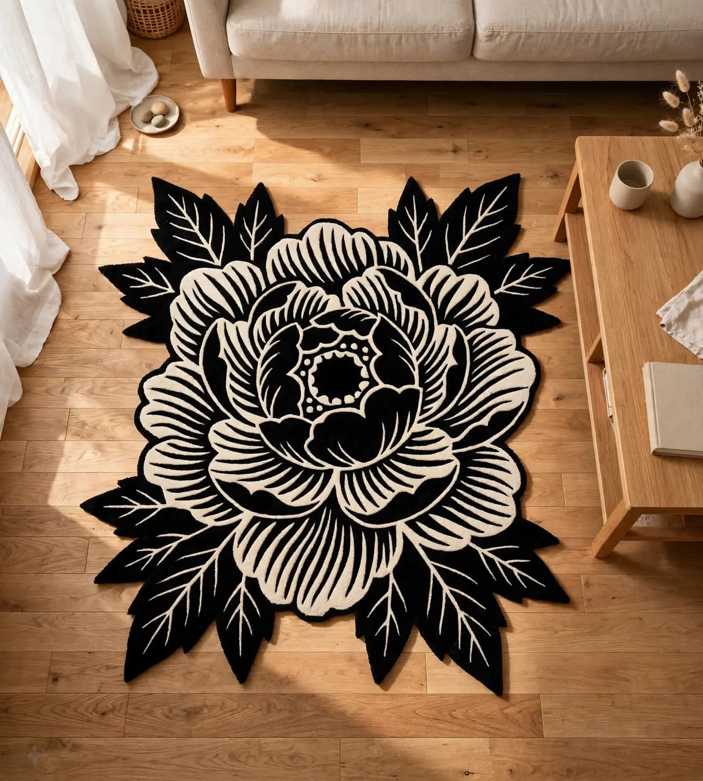 Noir Peony Bloom Rugs thumbnail 3