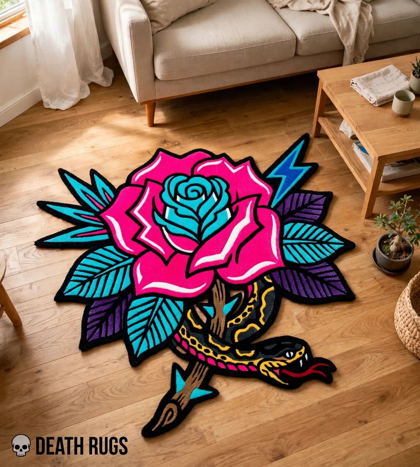 Neon Serpent Rose Rugs thumbnail 7