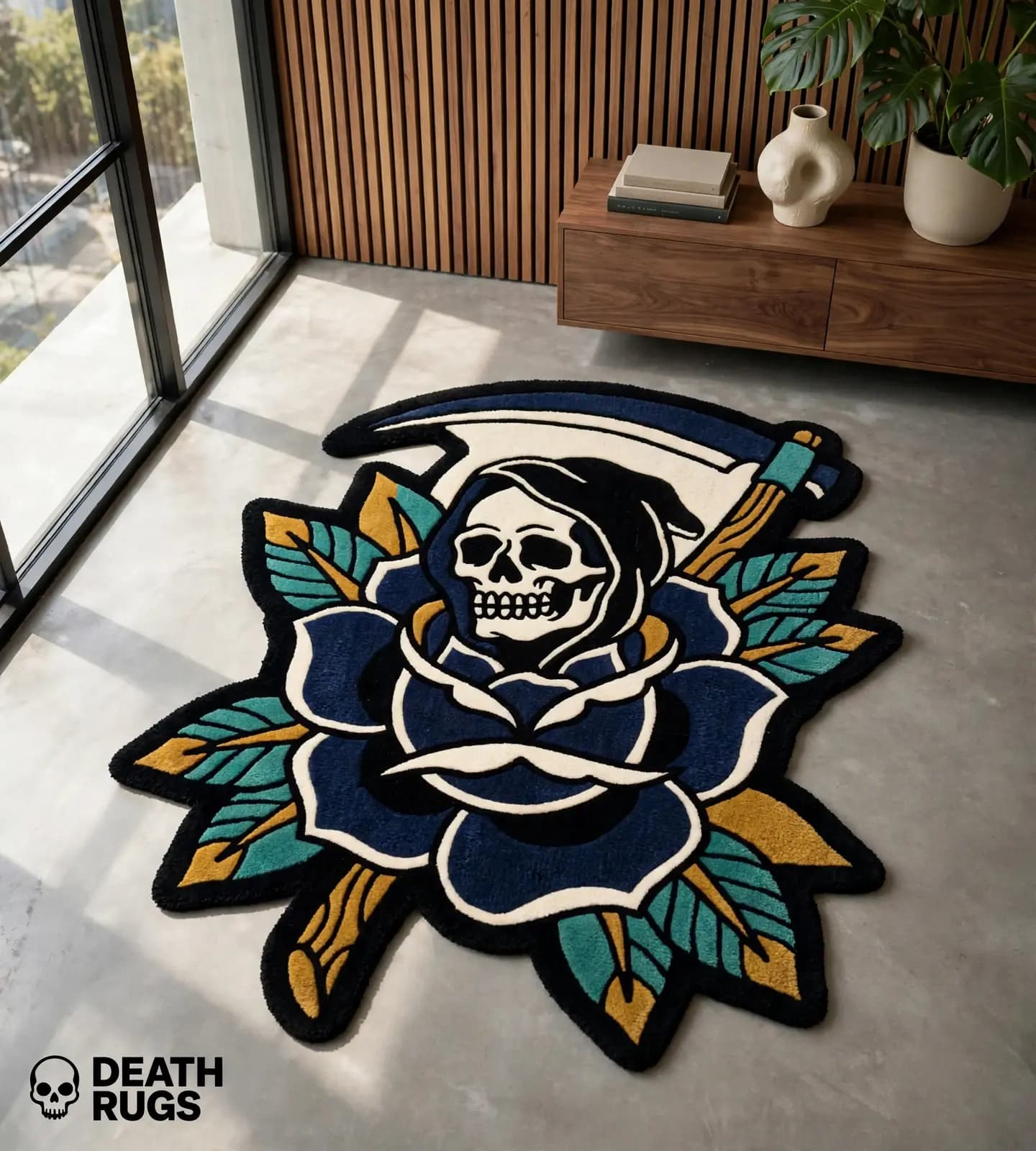 Reaper's Navy Rose Rugs thumbnail 4