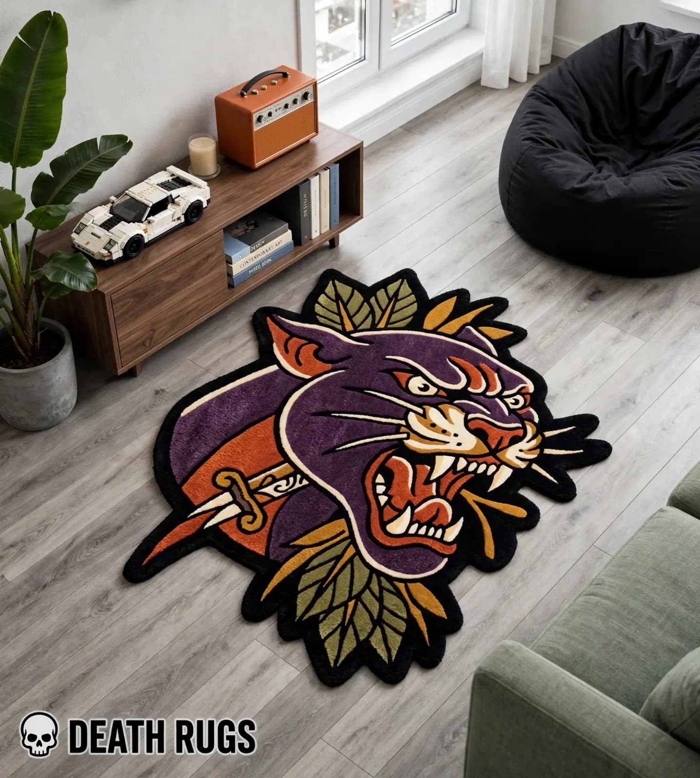 Purple Panther & Dagger Tufted Rug thumbnail 3