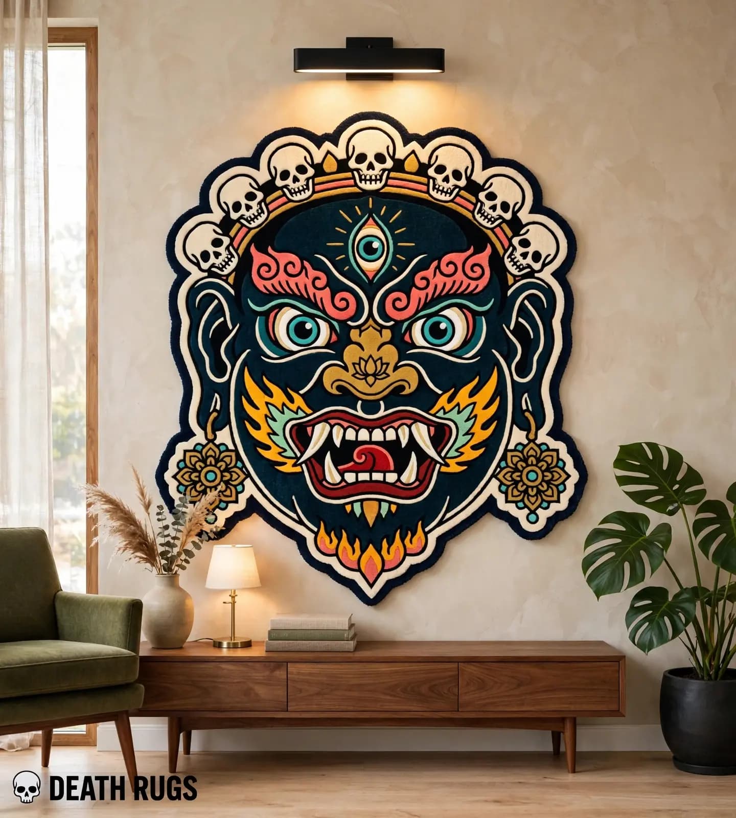 Crown of Skulls Mahakala Rugs thumbnail 3