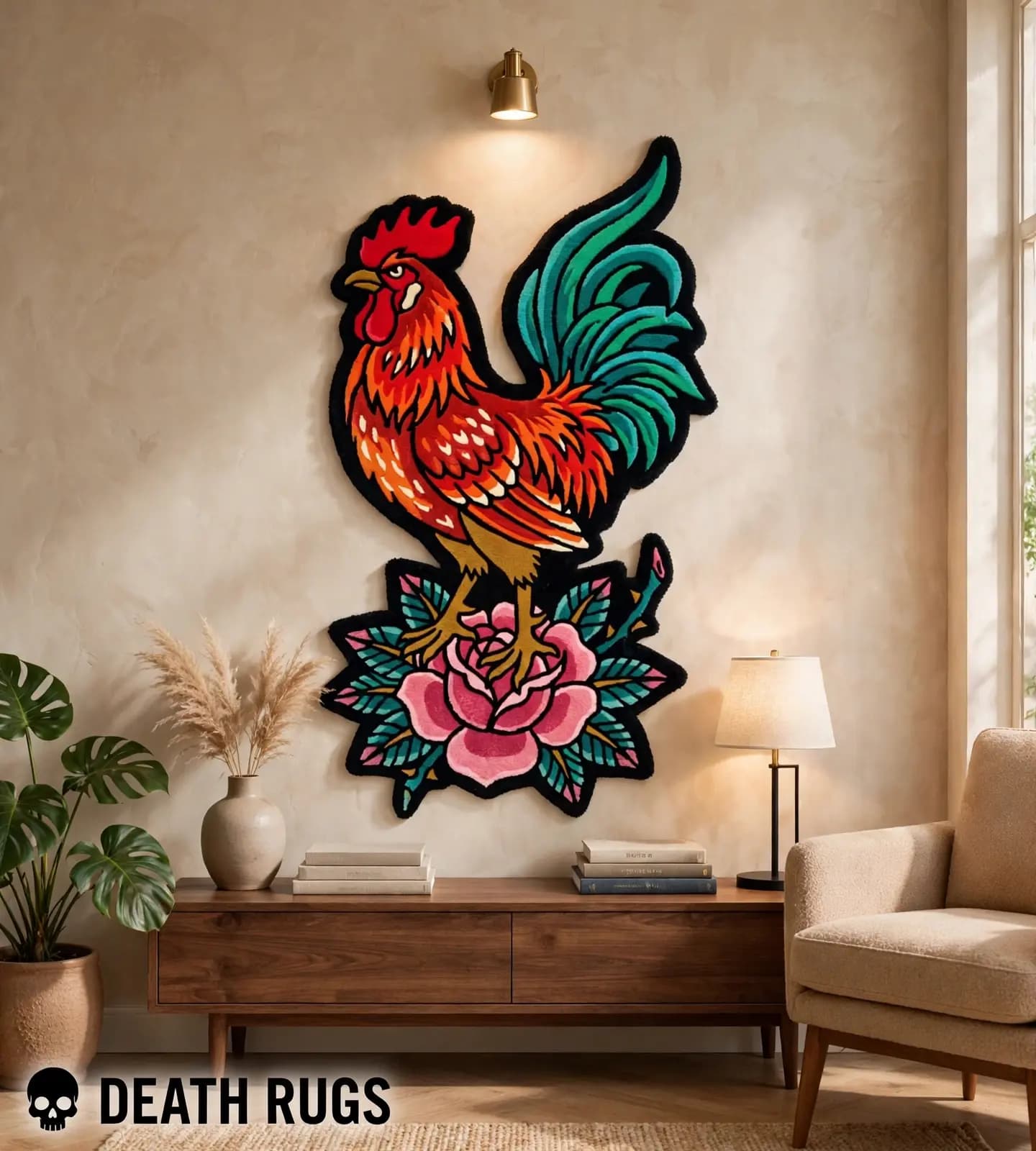 Rooster & Blooming Rose Rugs thumbnail 3