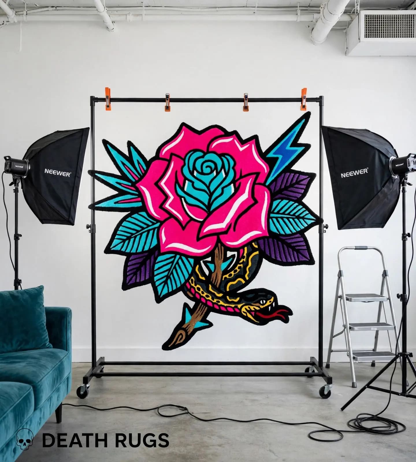Neon Serpent Rose Rugs thumbnail 4