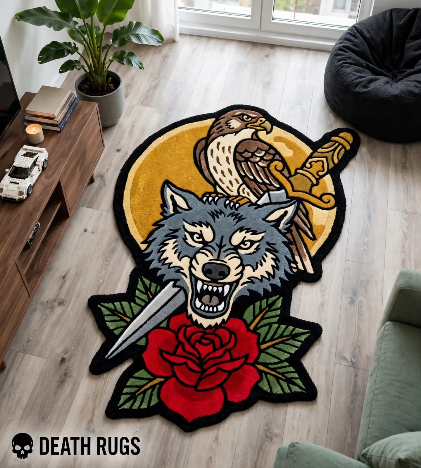 Falcon and Wolf Totem Rugs thumbnail 3