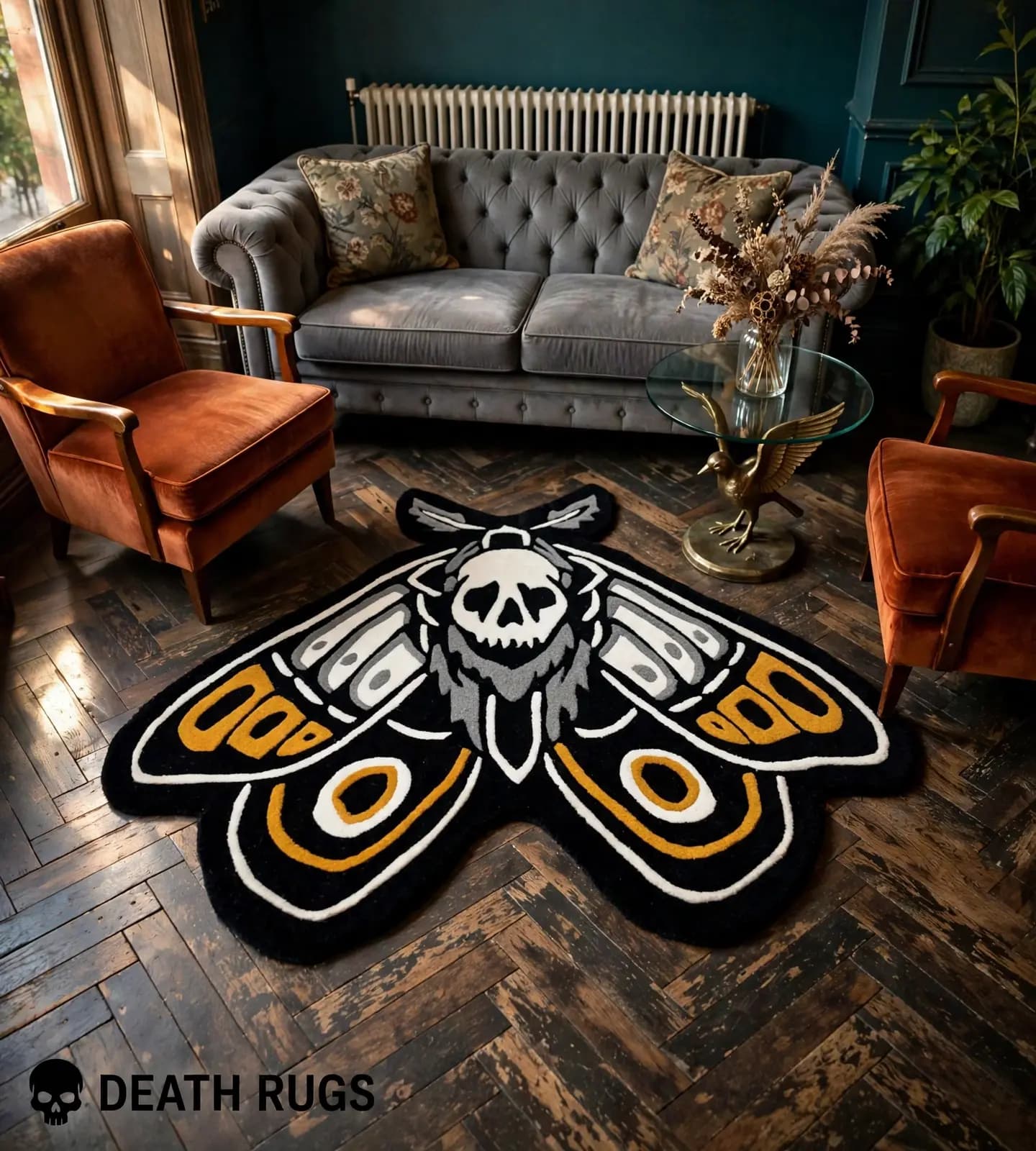 Golden Deathshead Moth Rugs thumbnail 5