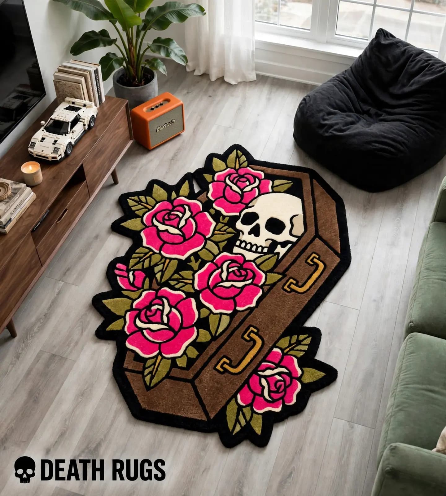 Coffin Rose Skull Rugs thumbnail 5