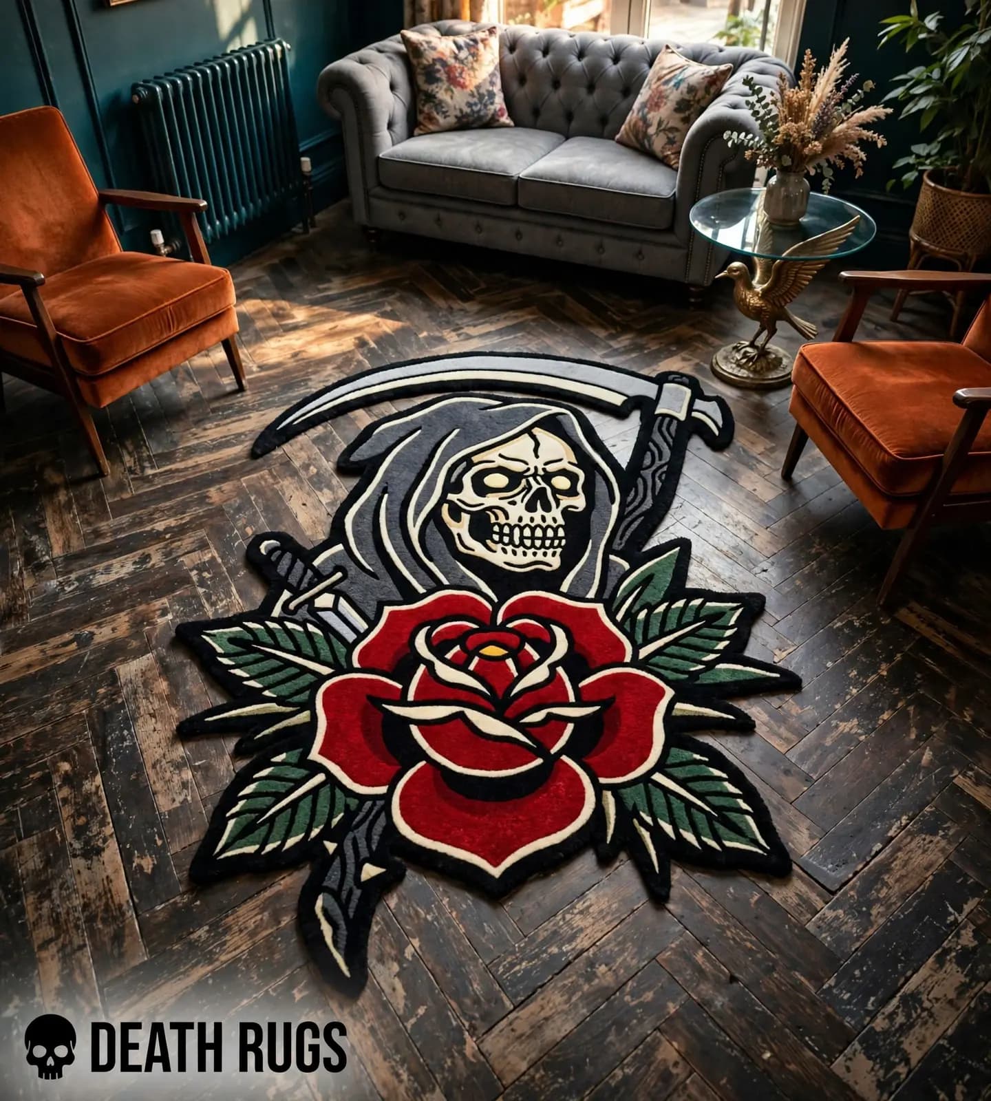 Grim Reaper Scythe Rose Rugs thumbnail 4