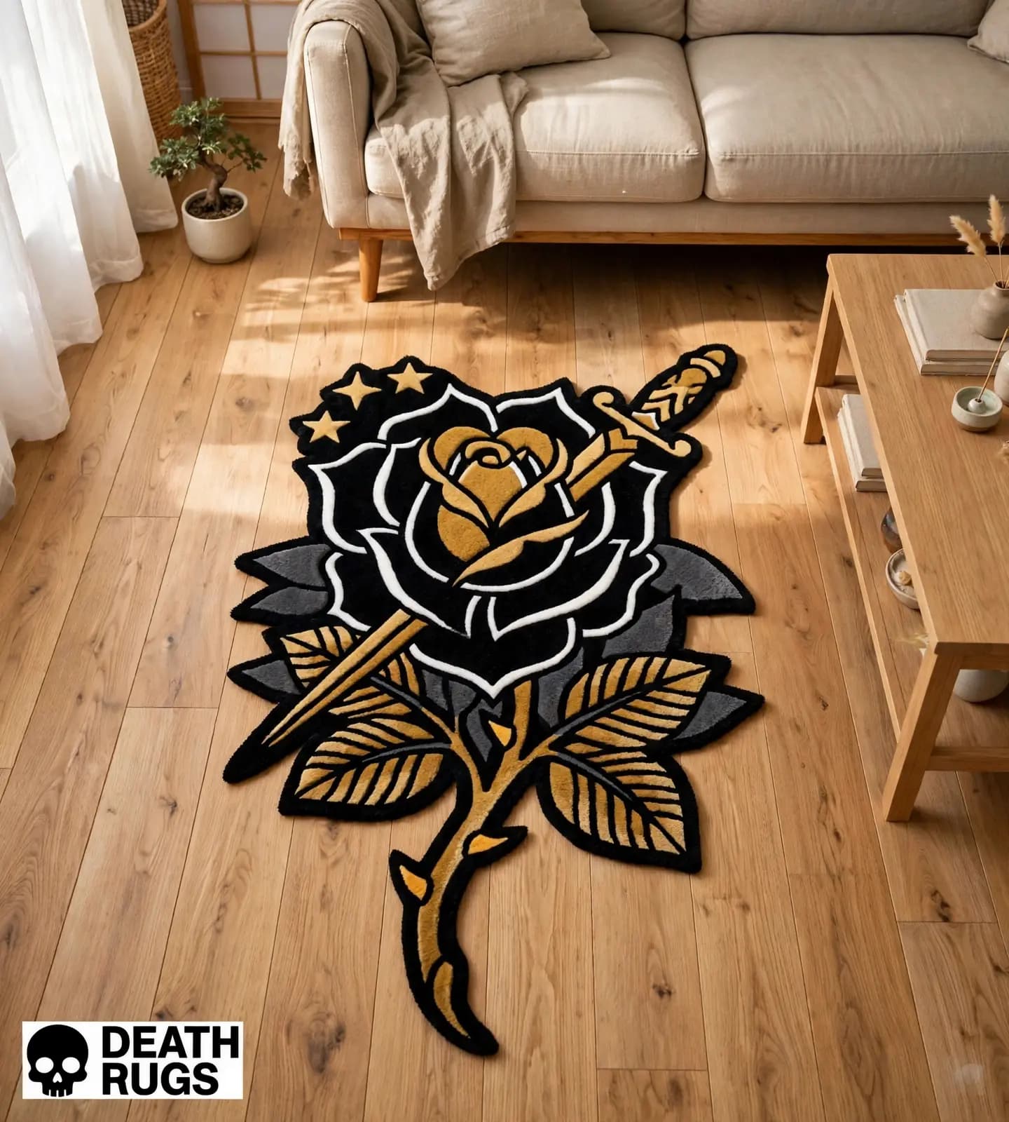 Golden Dagger Black Rose Rugs thumbnail 5