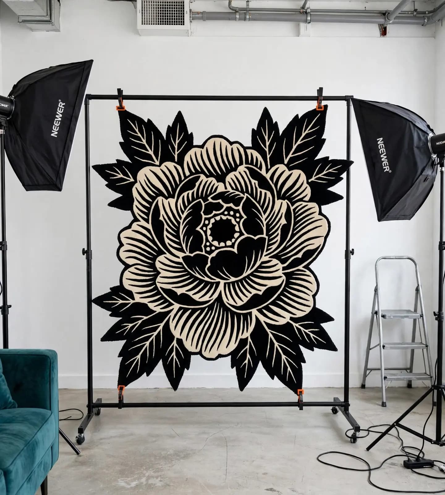 Noir Peony Bloom Rugs thumbnail 8