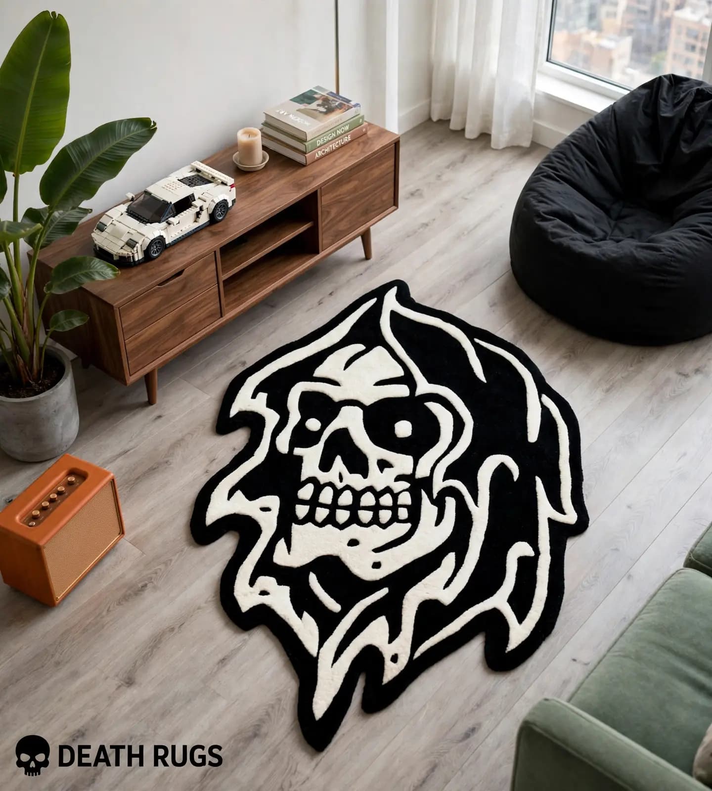 Hooded Reaper Skull Rugs alternate