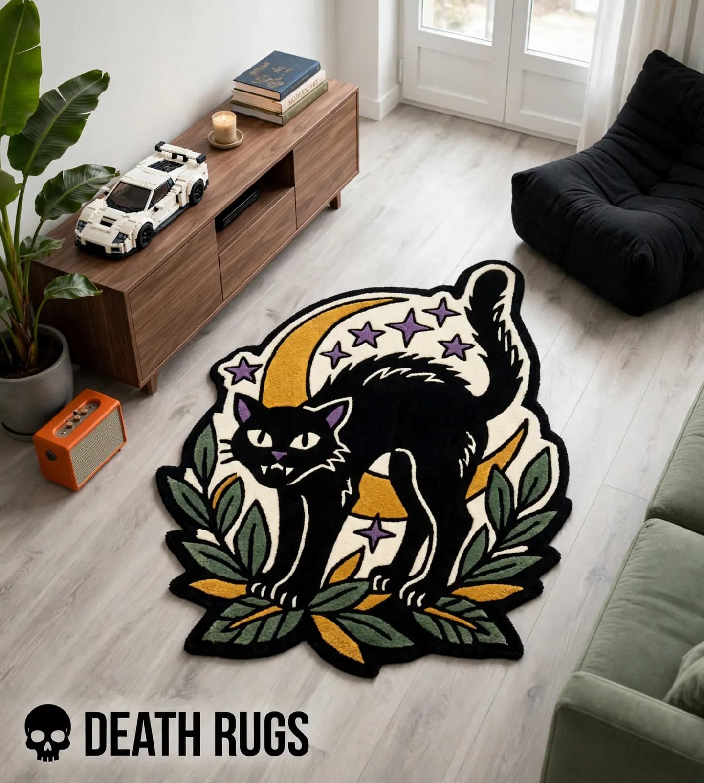Moonlit Black Cat Rugs thumbnail 5