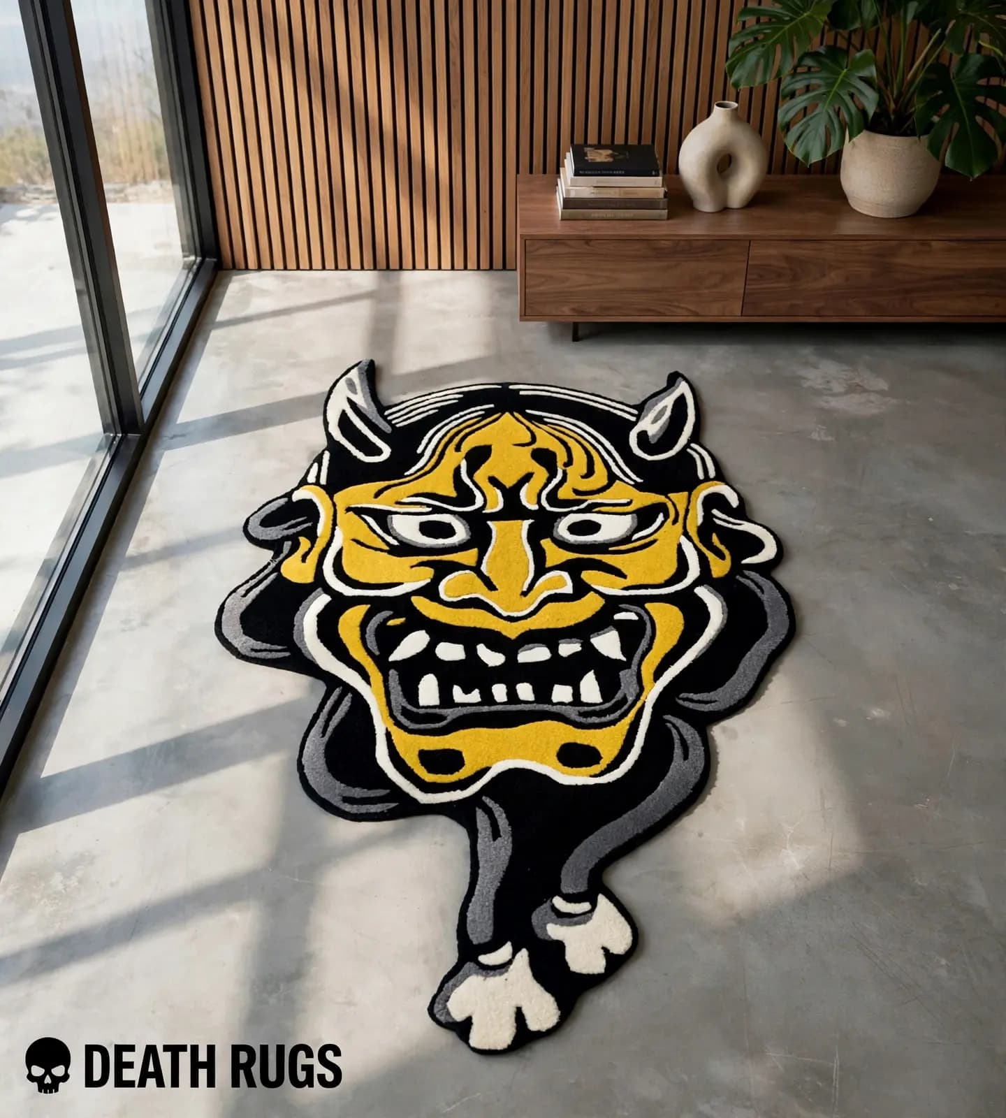 Golden Hannya Mask Rugs thumbnail 3