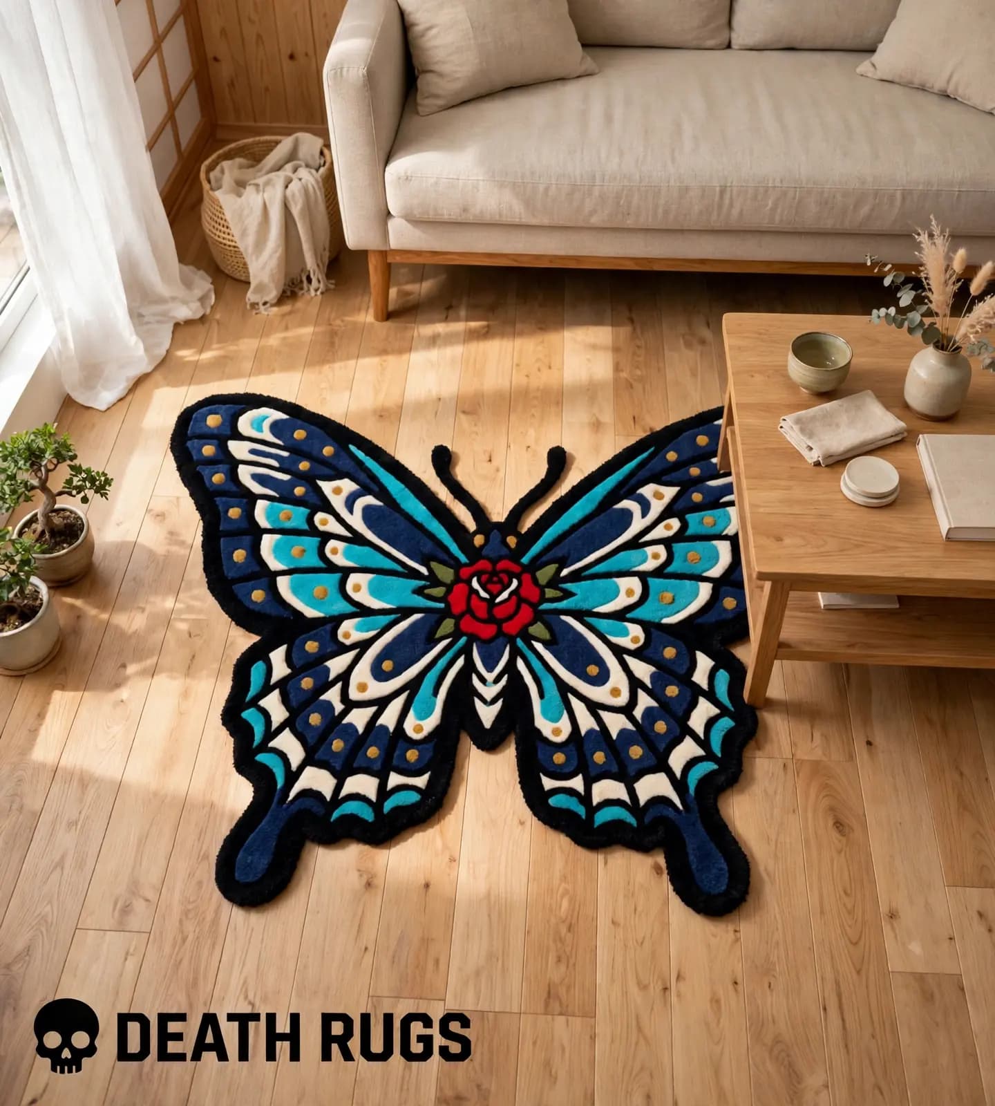 Rose Monarch Butterfly Rugs thumbnail 5