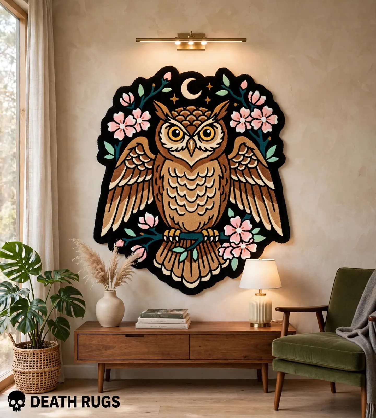 Midnight Blossom Owl Rugs thumbnail 3