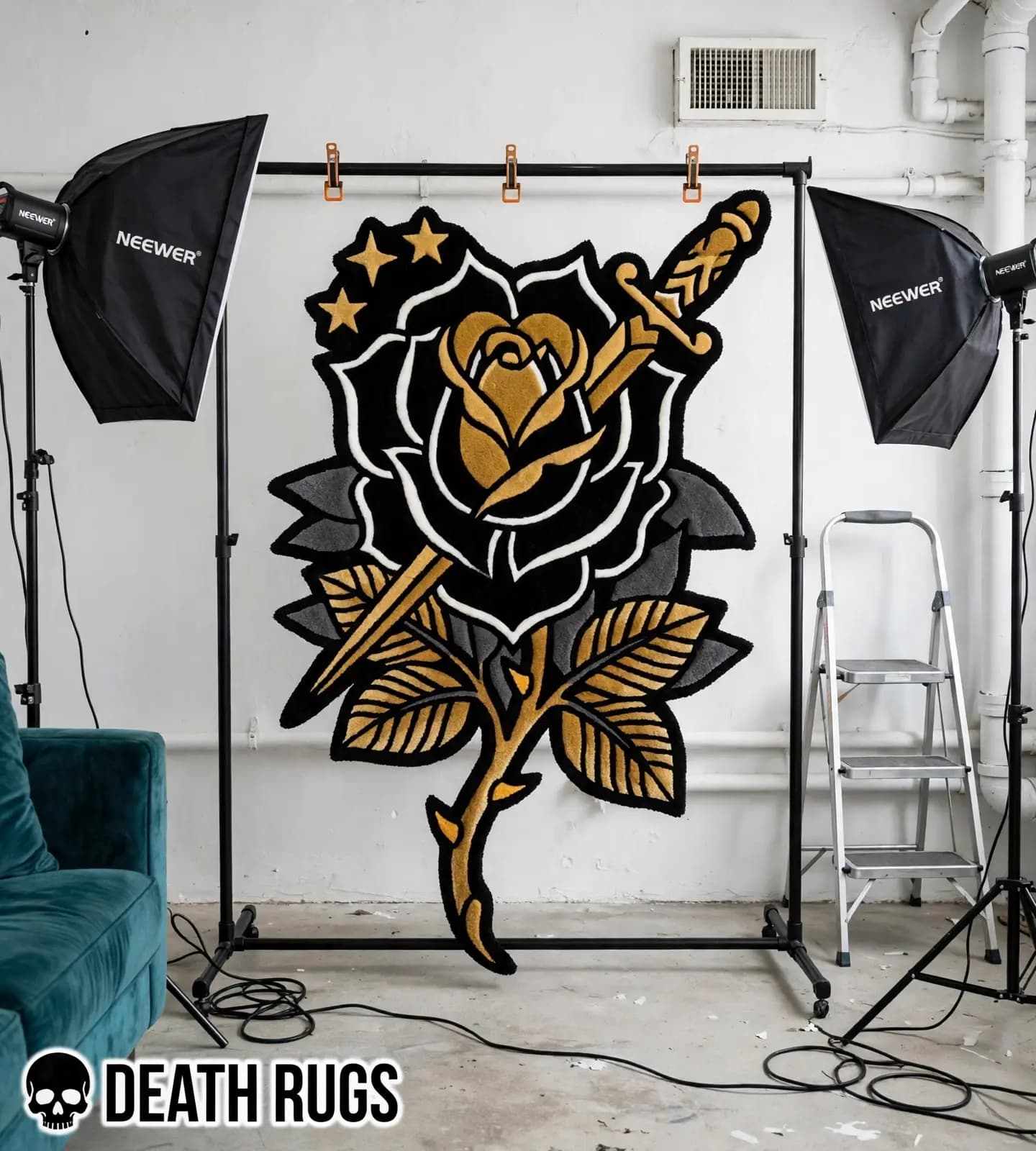 Golden Dagger Black Rose Rugs thumbnail 4