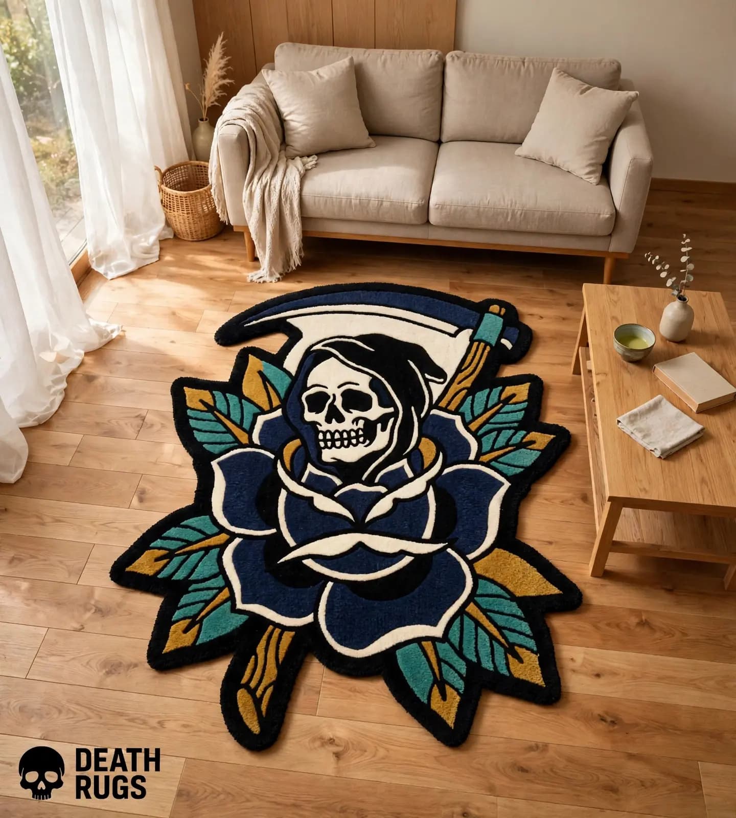 Reaper's Navy Rose Rugs thumbnail 3
