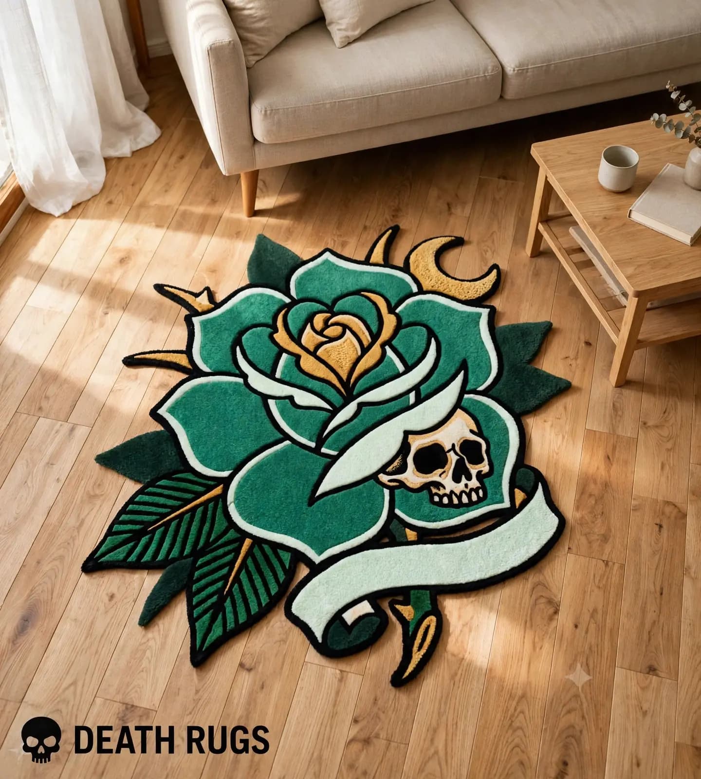 Emerald Skull Rose Rugs thumbnail 7