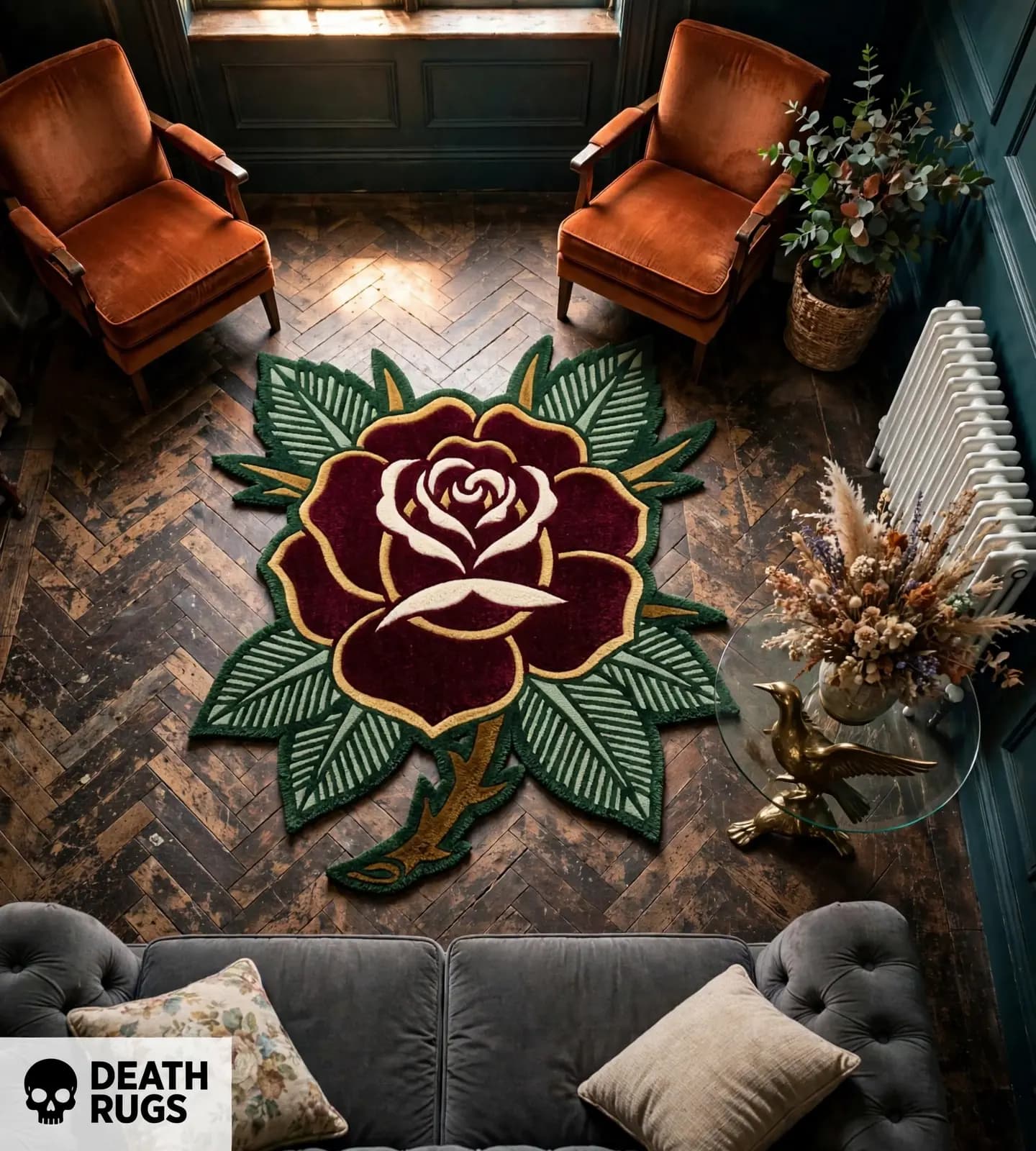 Crimson Bloom Rose Rugs thumbnail 5