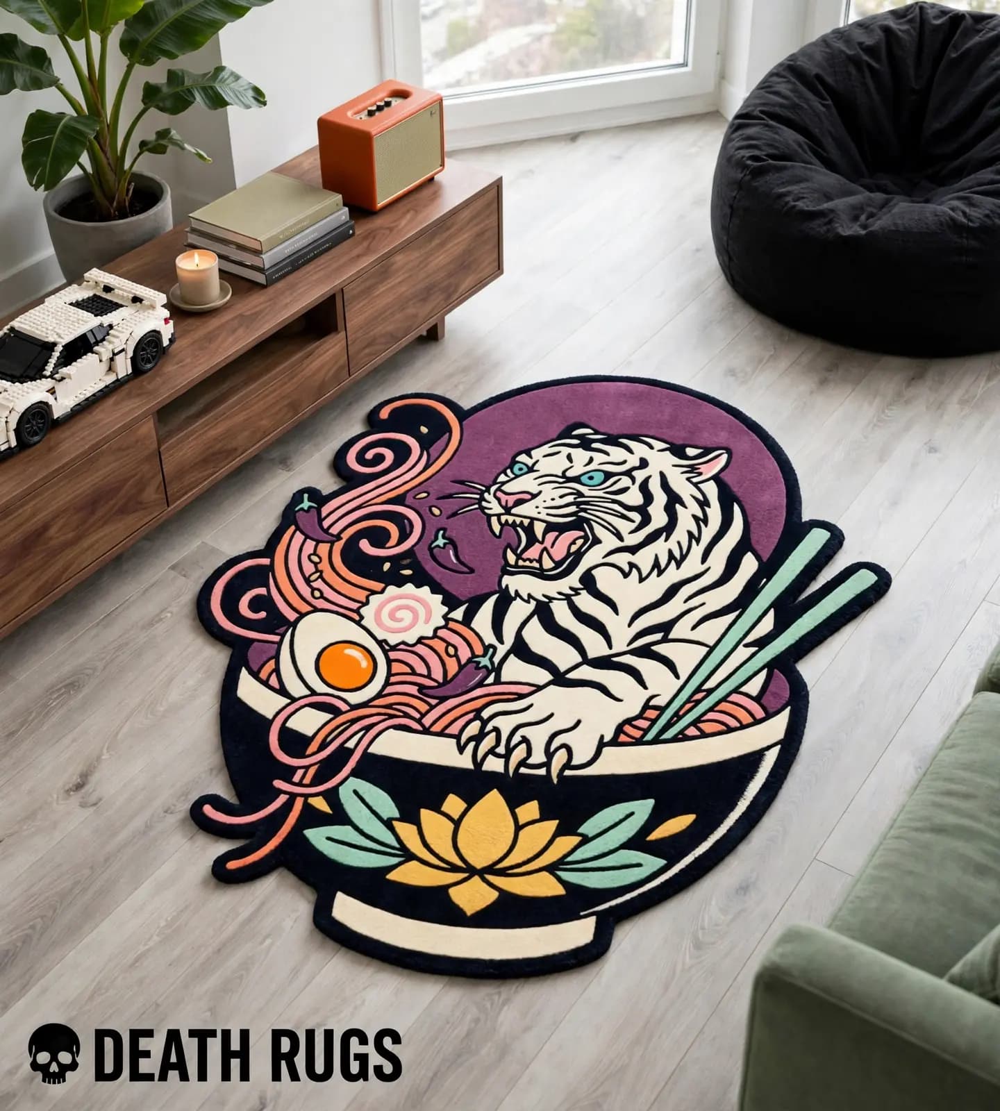 White Tiger Lotus Ramen Rugs alternate