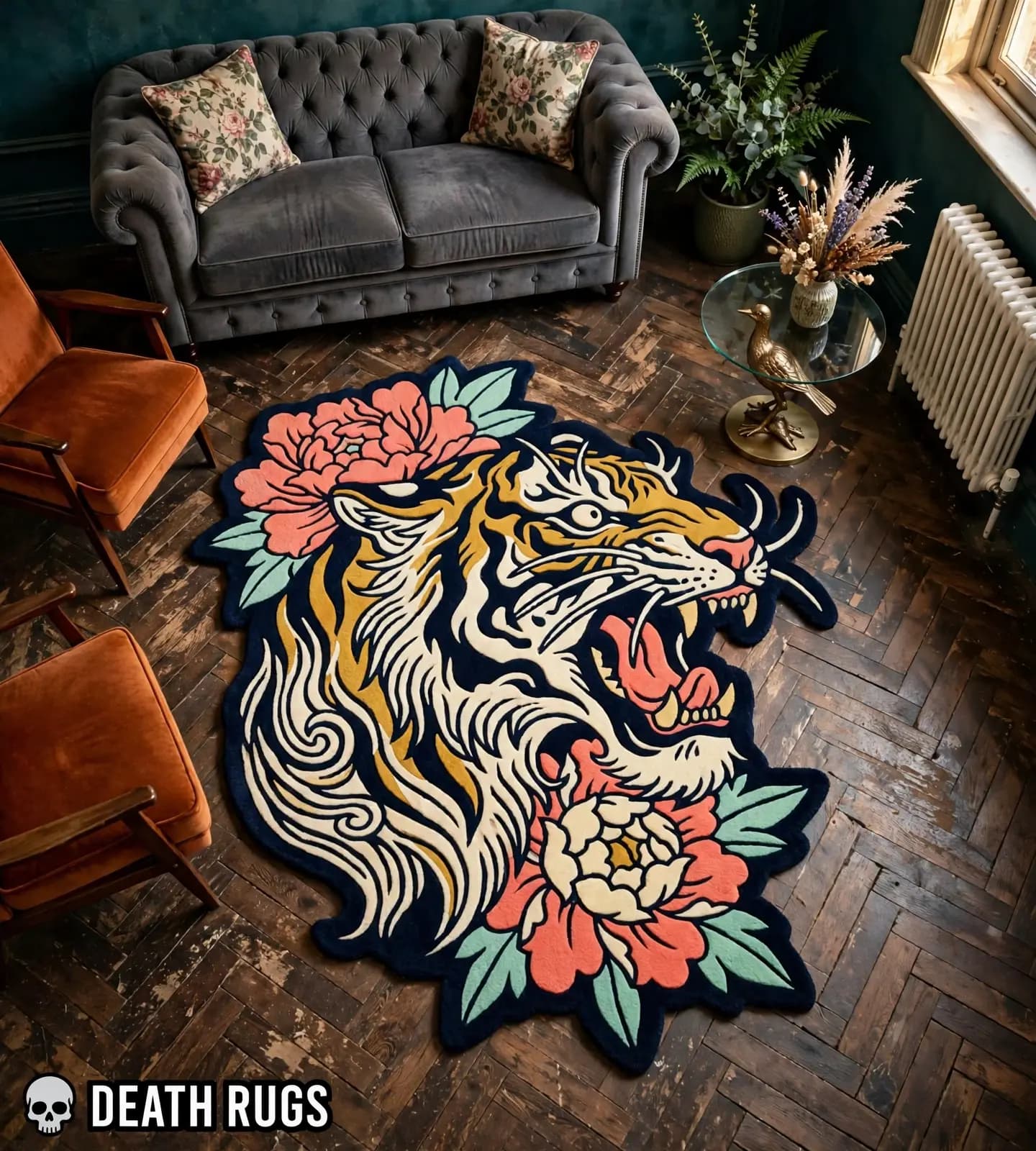 Floral Roar Tiger Rugs thumbnail 3