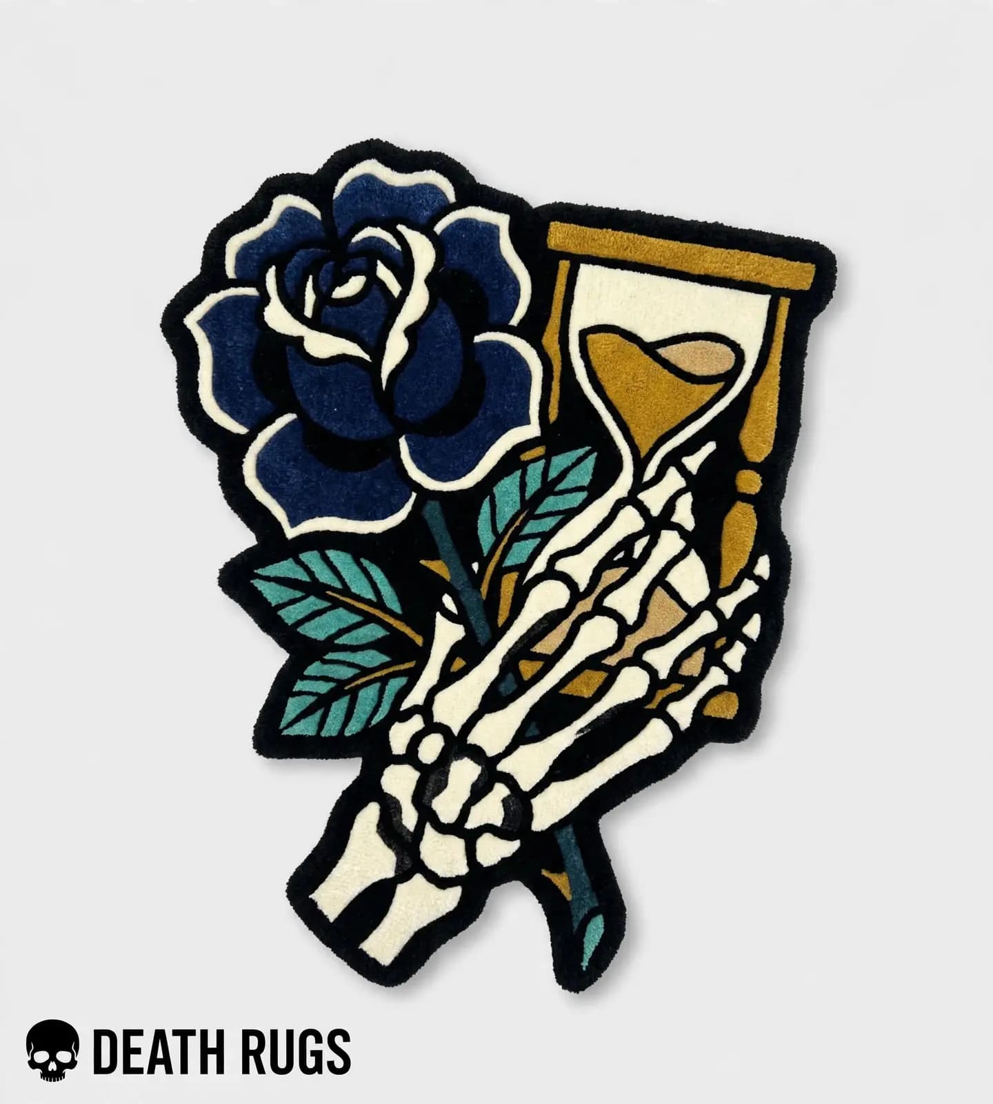 Skeleton Hand Navy Rose Rugs