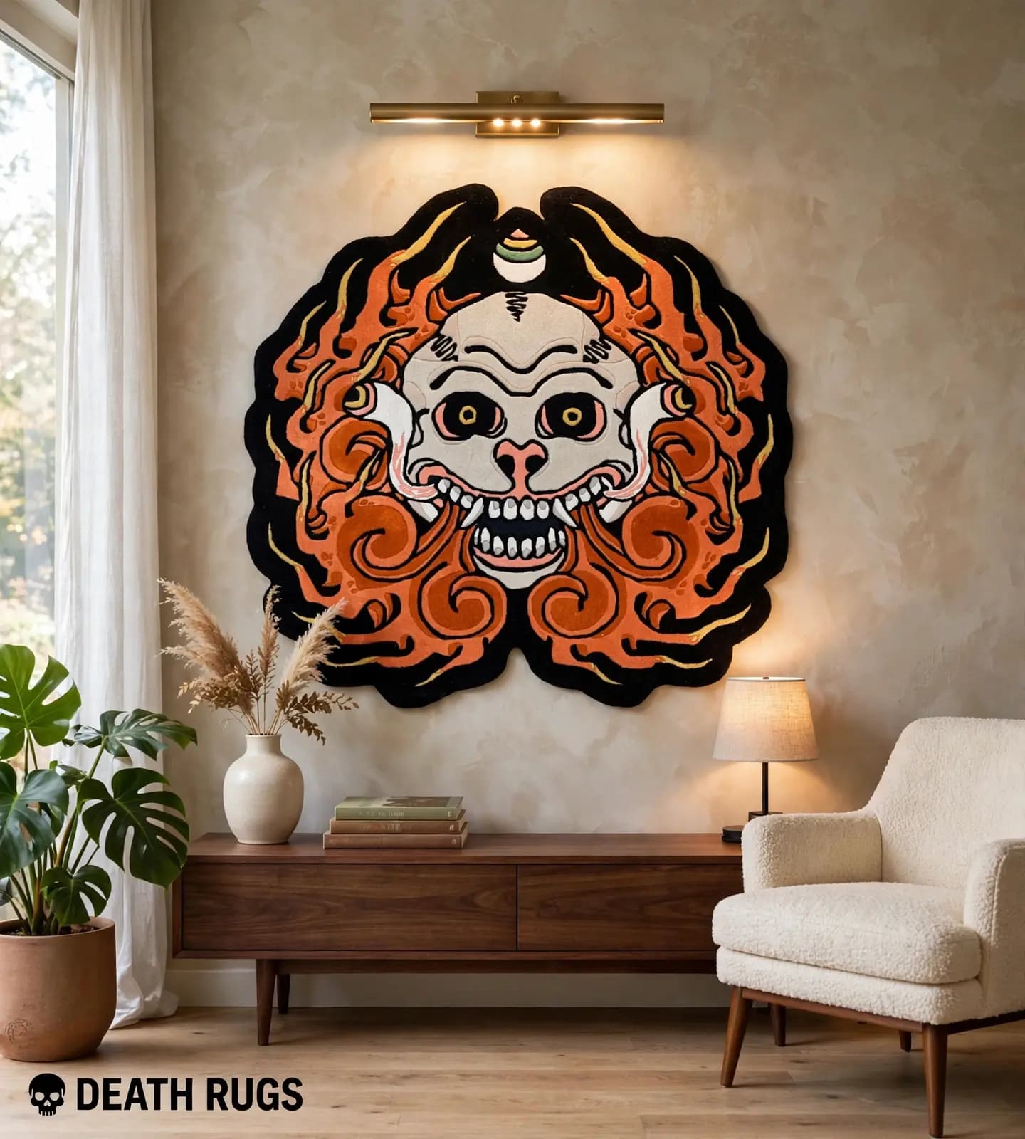 Flame Oni Skull Rugs thumbnail 3