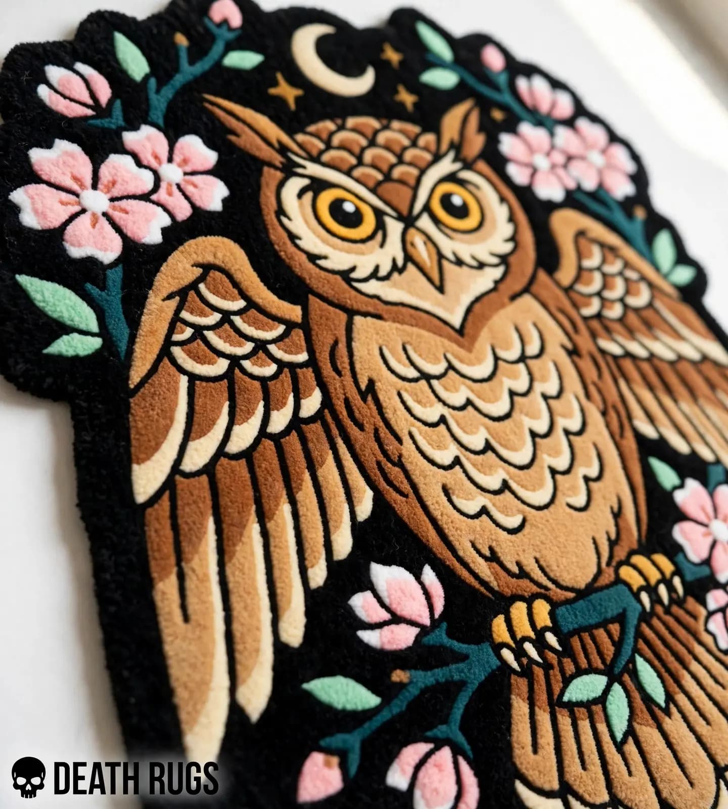 Midnight Blossom Owl Rugs alternate