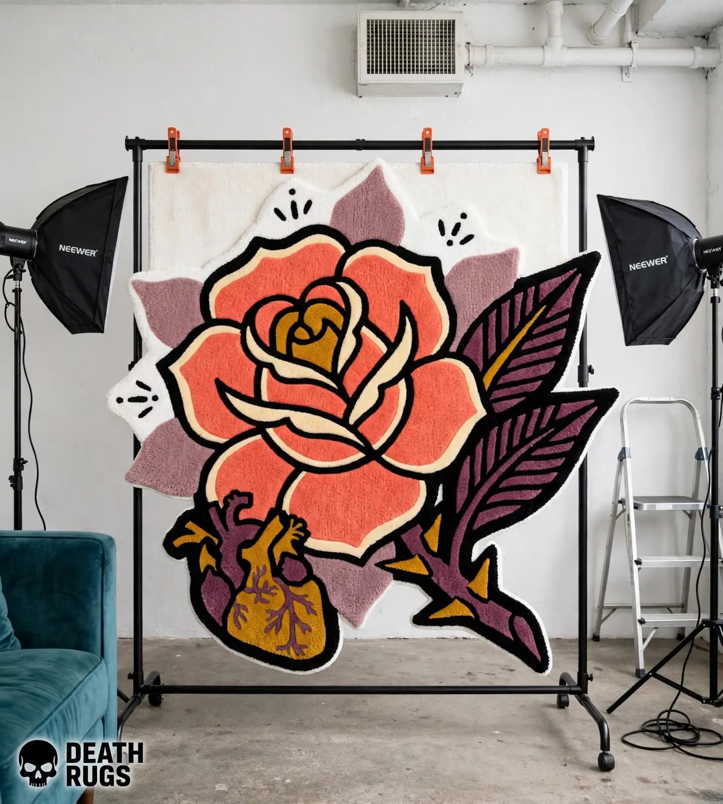 Emerald Skull Rose Rugs thumbnail 7