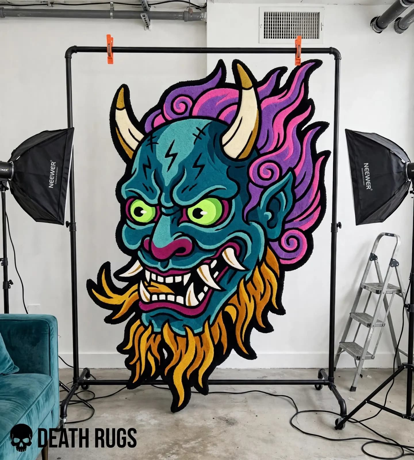 Neon Hannya Oni Rugs alternate