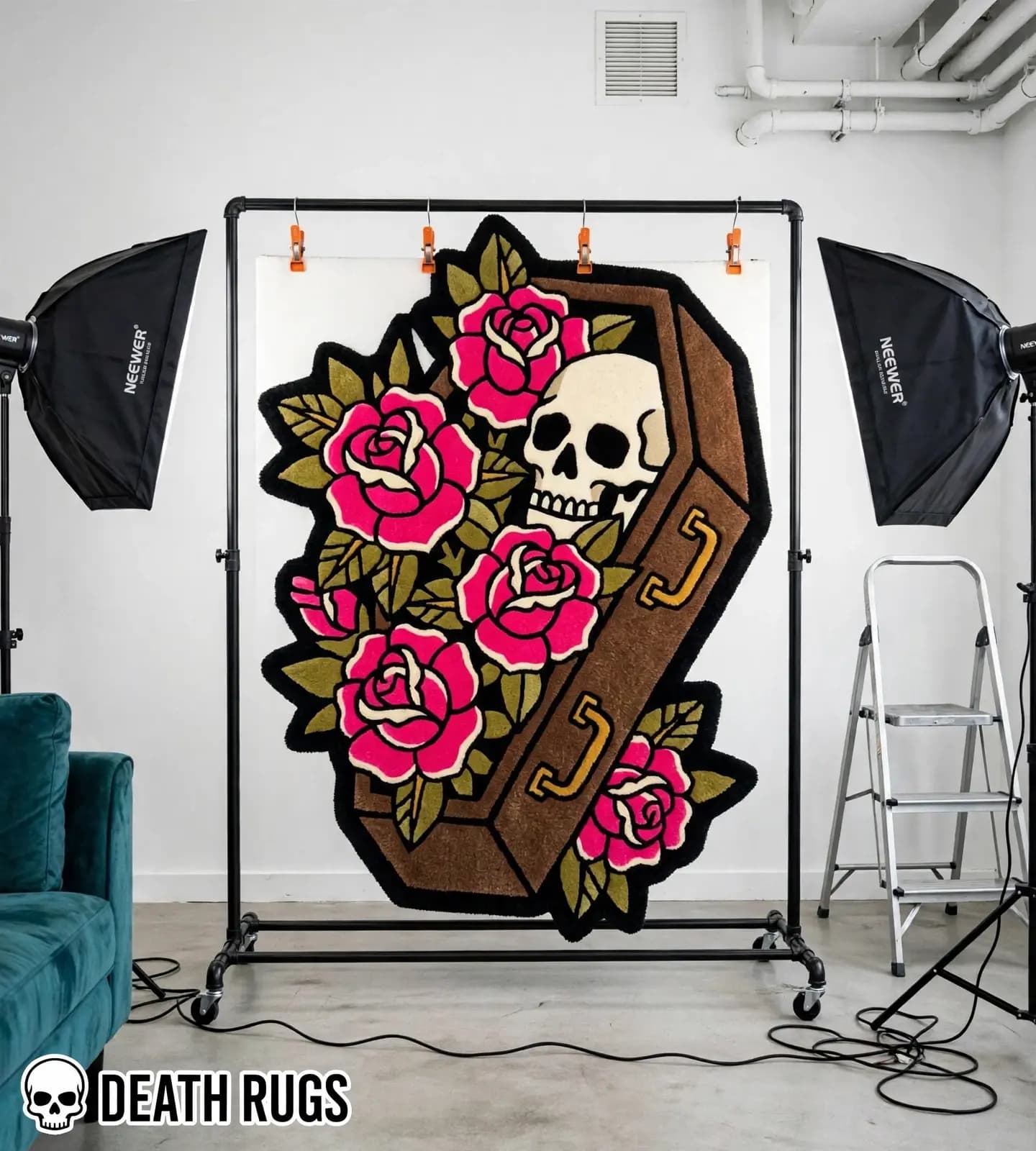 Coffin Rose Skull Rugs thumbnail 4