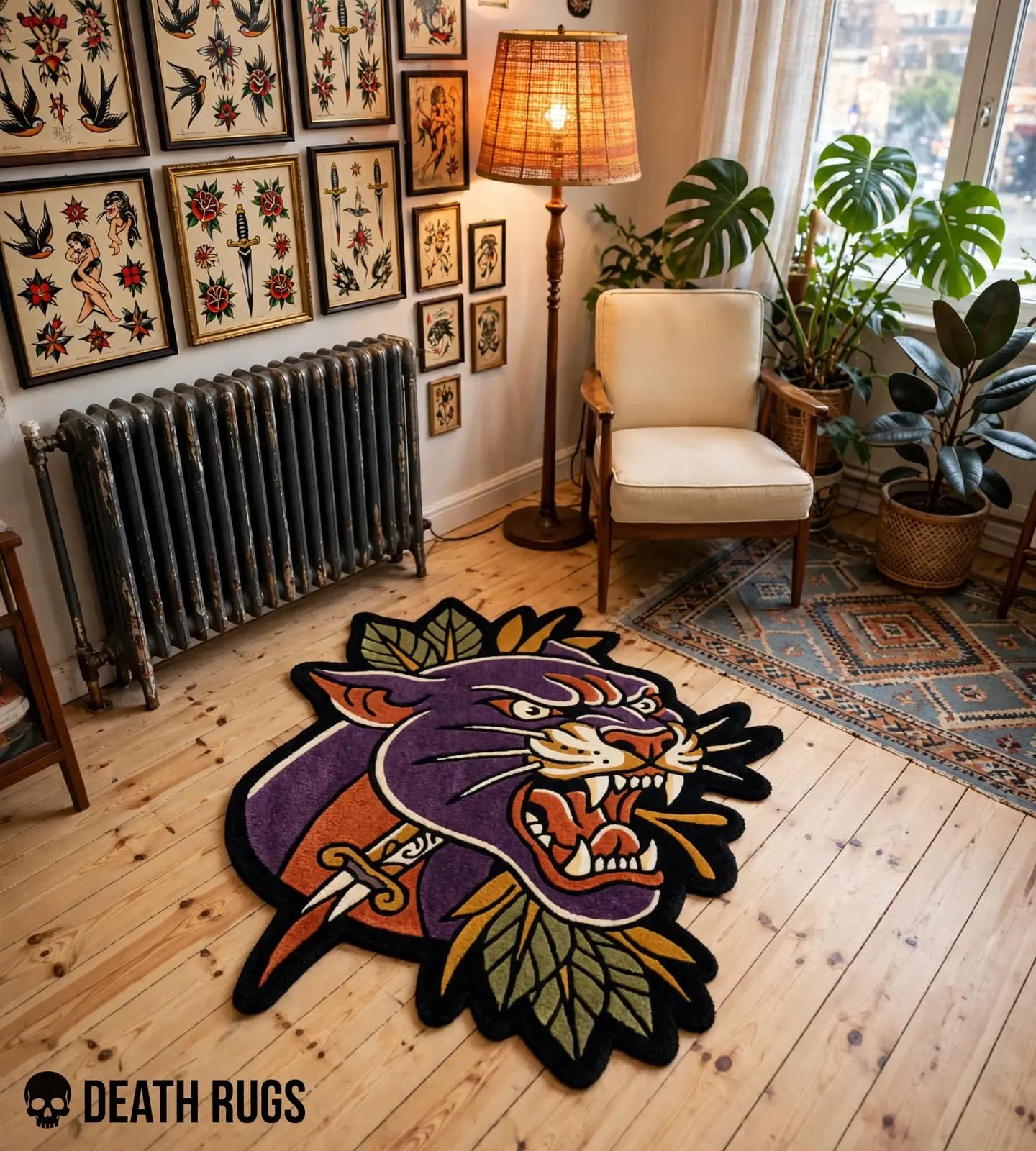 Purple Panther & Dagger Tufted Rug thumbnail 4