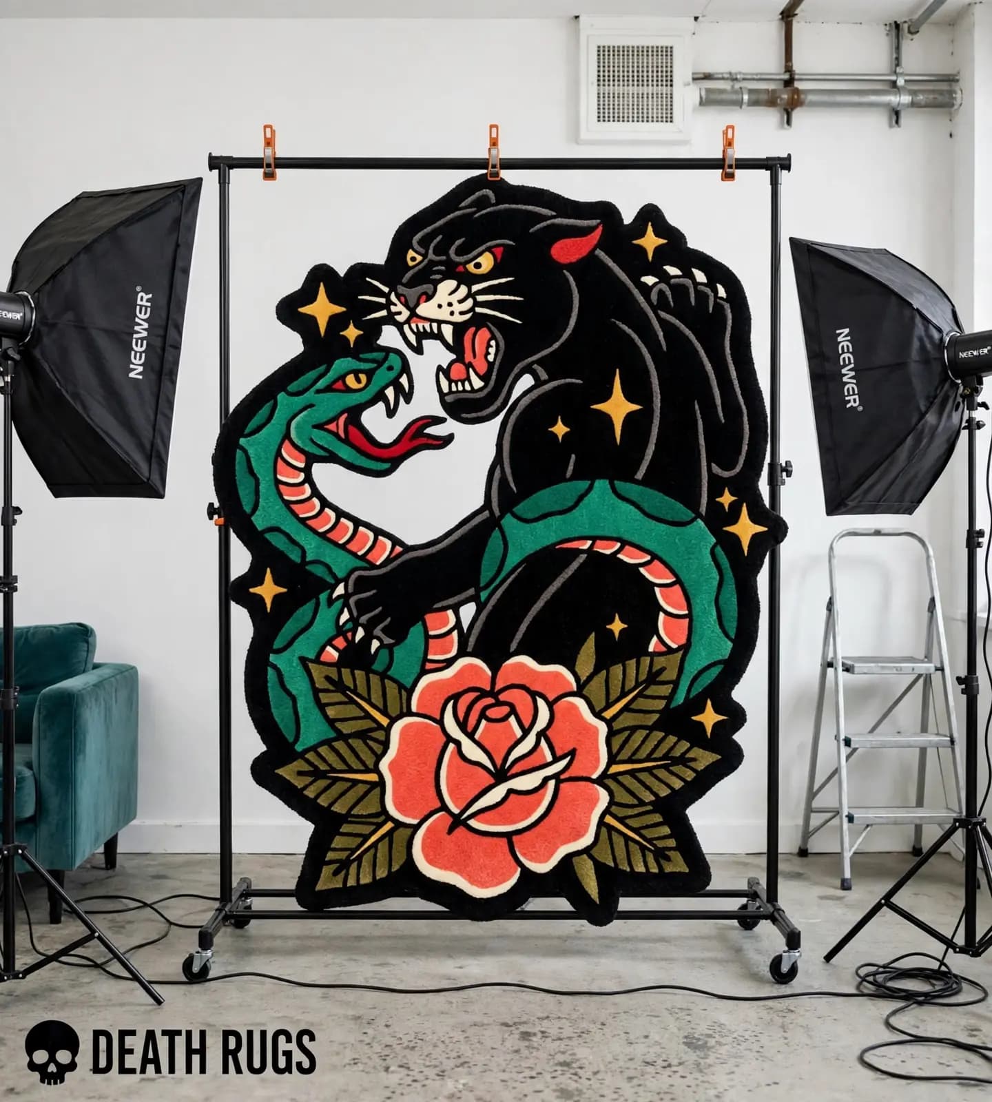 Panther Serpent Rose Rugs slide 7
