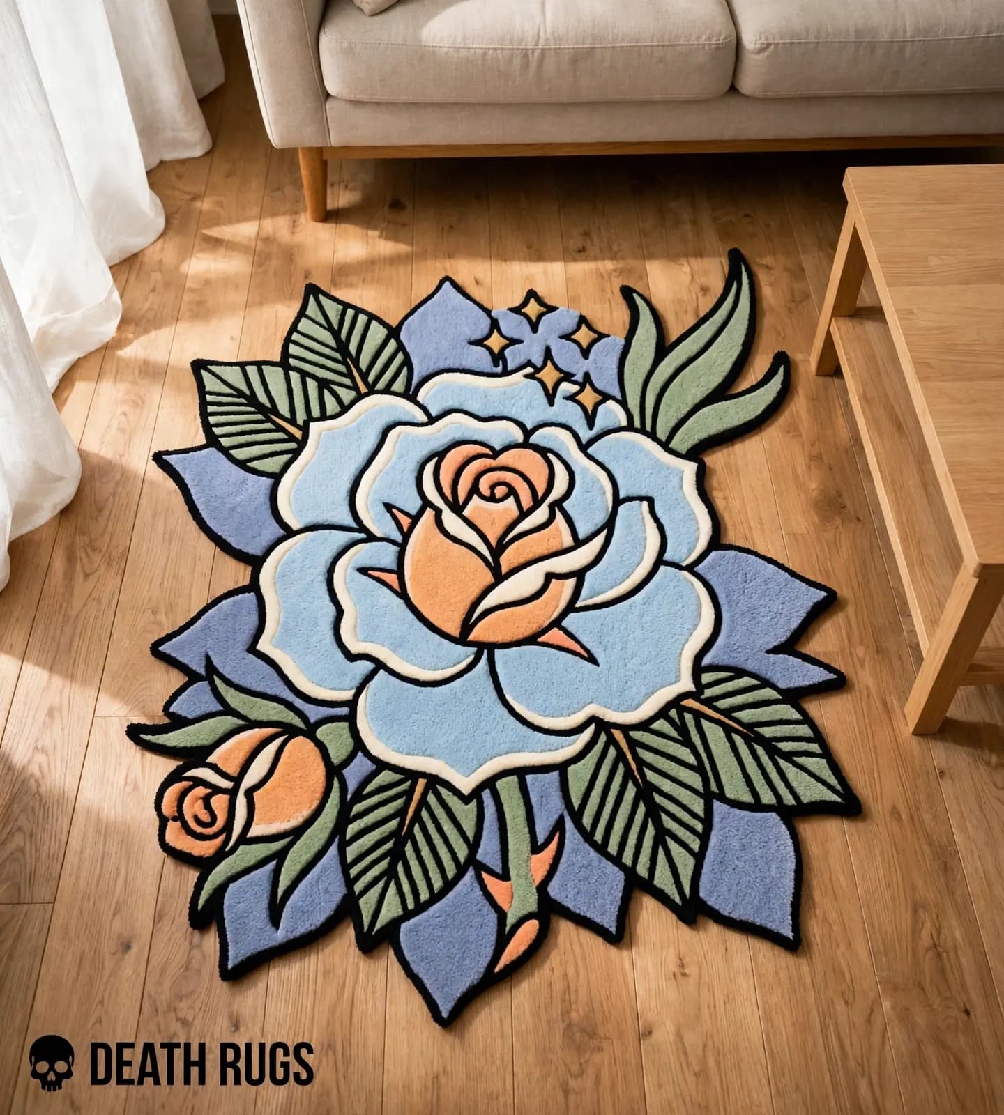 Pastel Peach Bud Rose Rugs slide 4