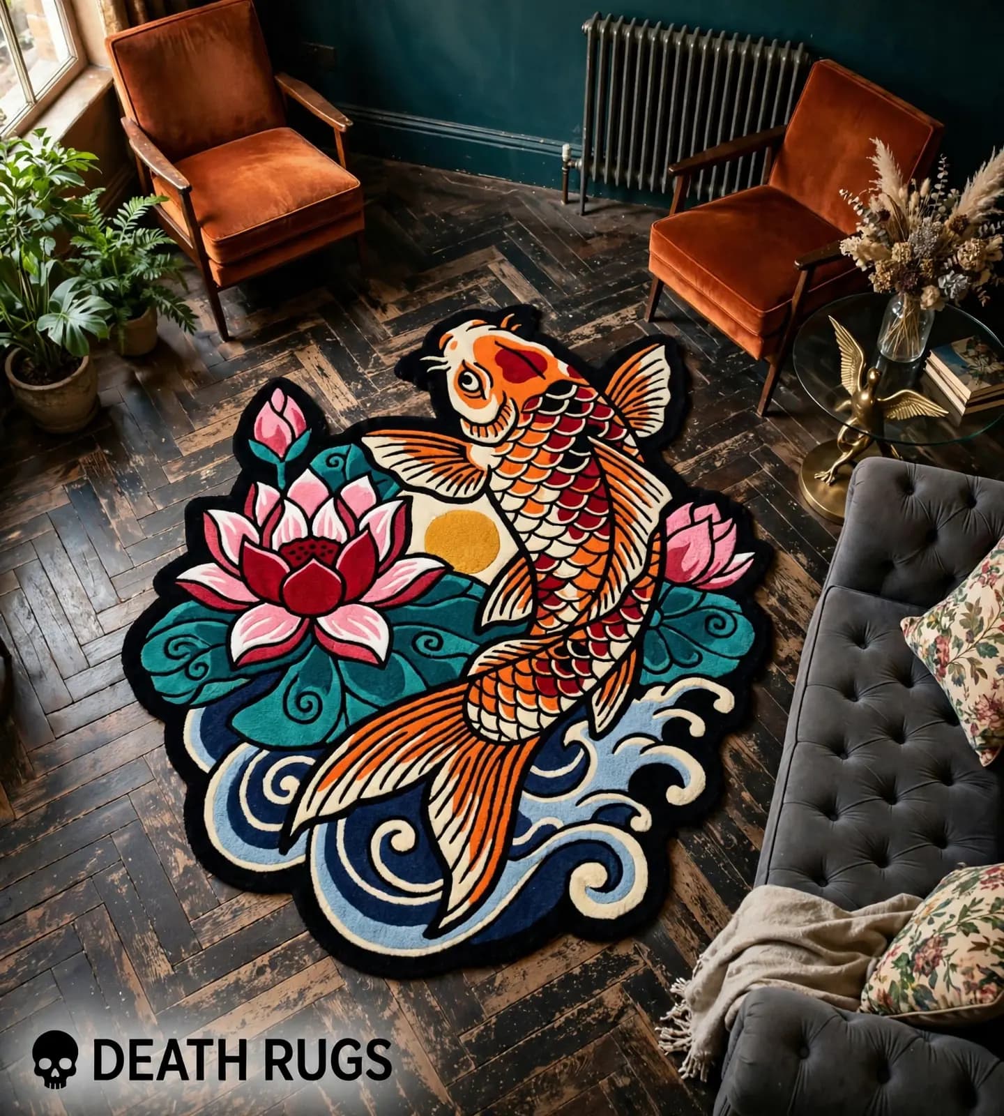 Golden Koi Lotus Rugs slide 5