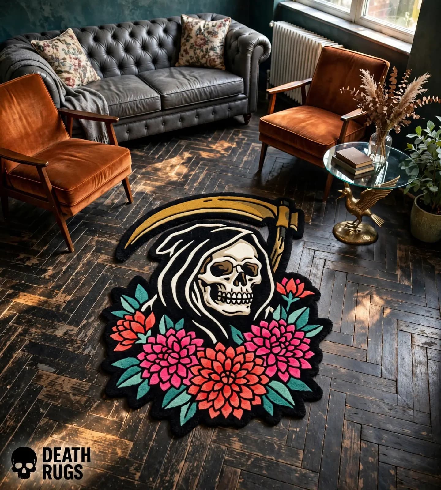 Grim Reaper & Chrysanthemums Rugs slide 5