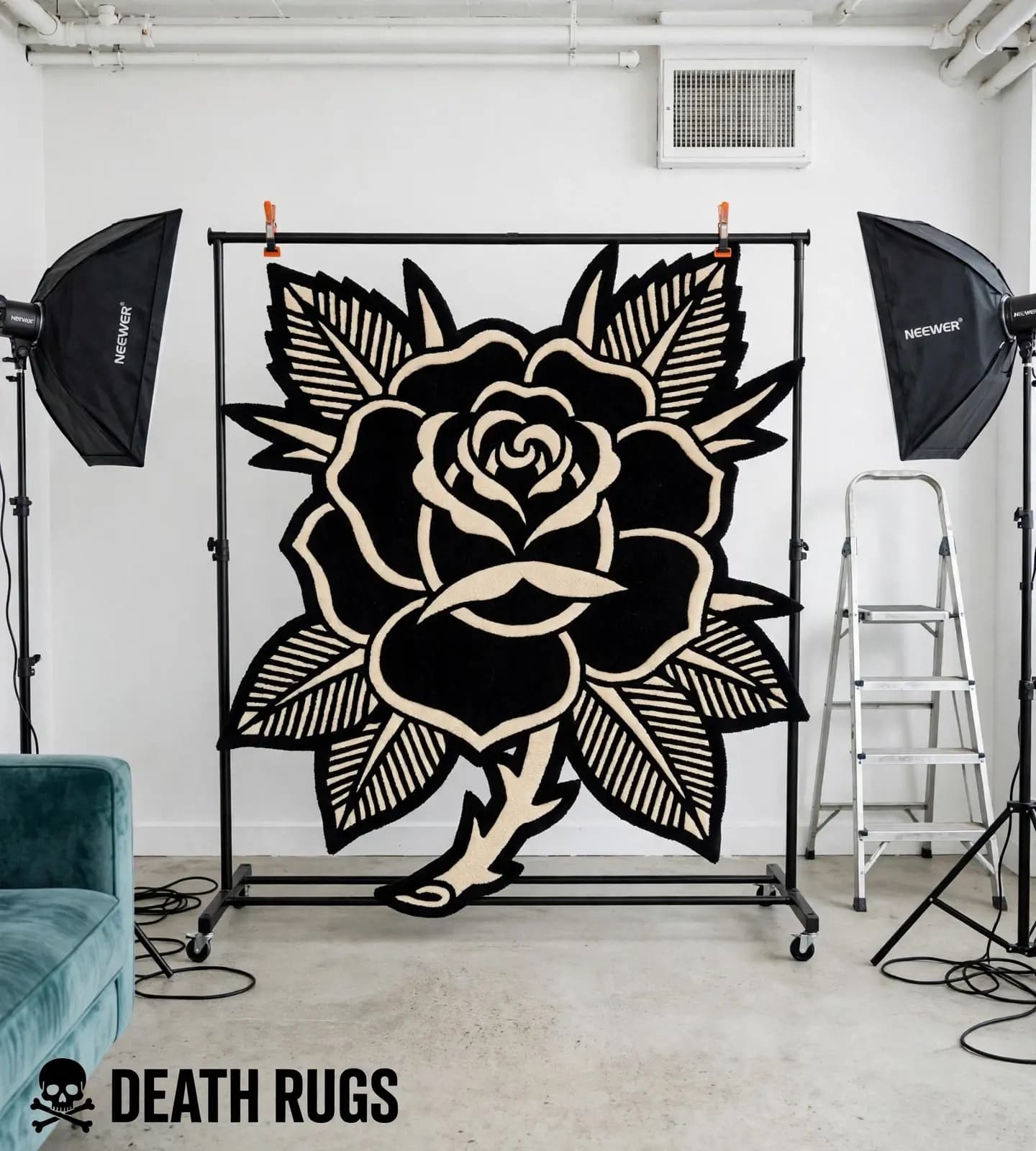 Monochrome Noir Rose Rugs slide 3