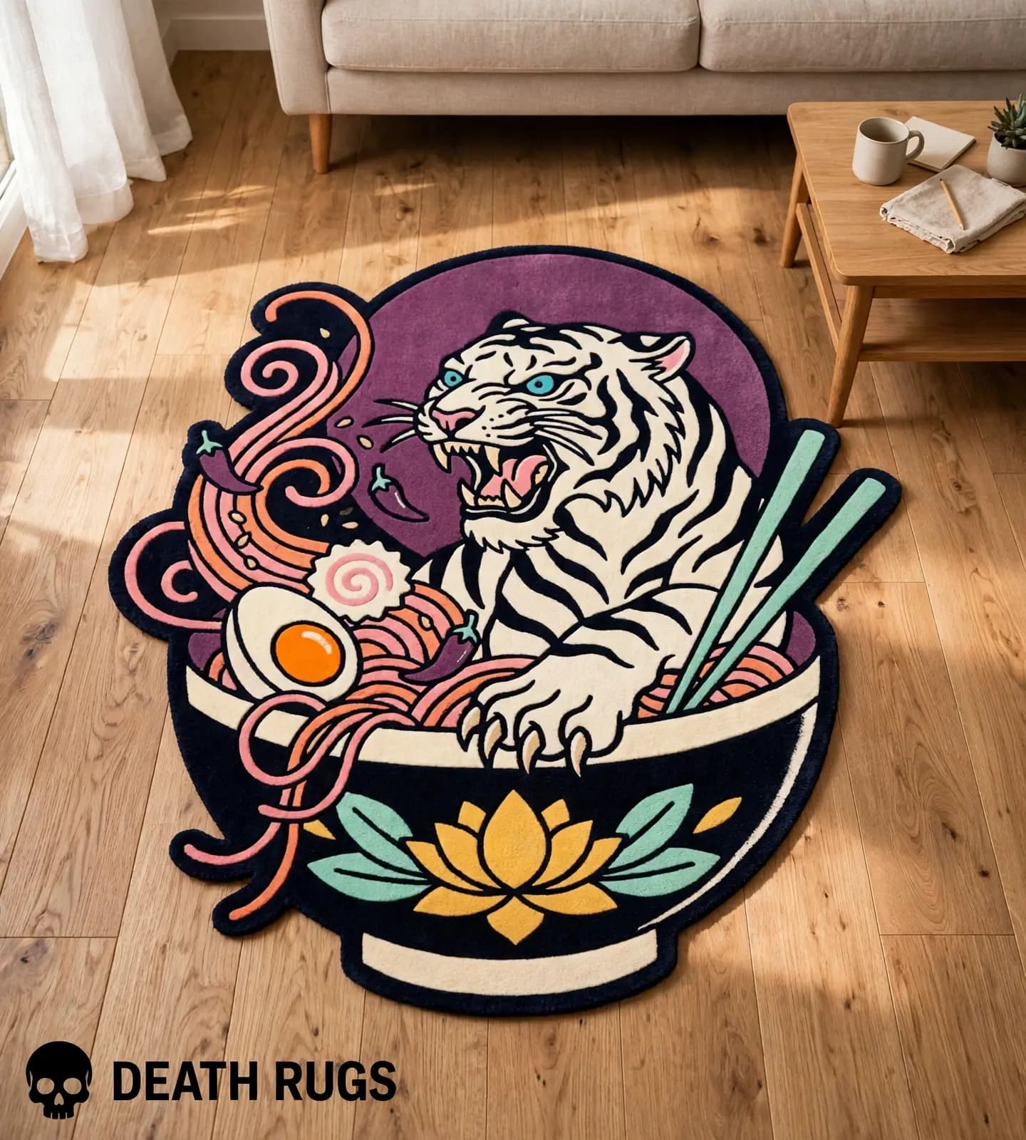 White Tiger Lotus Ramen Rugs slide 5