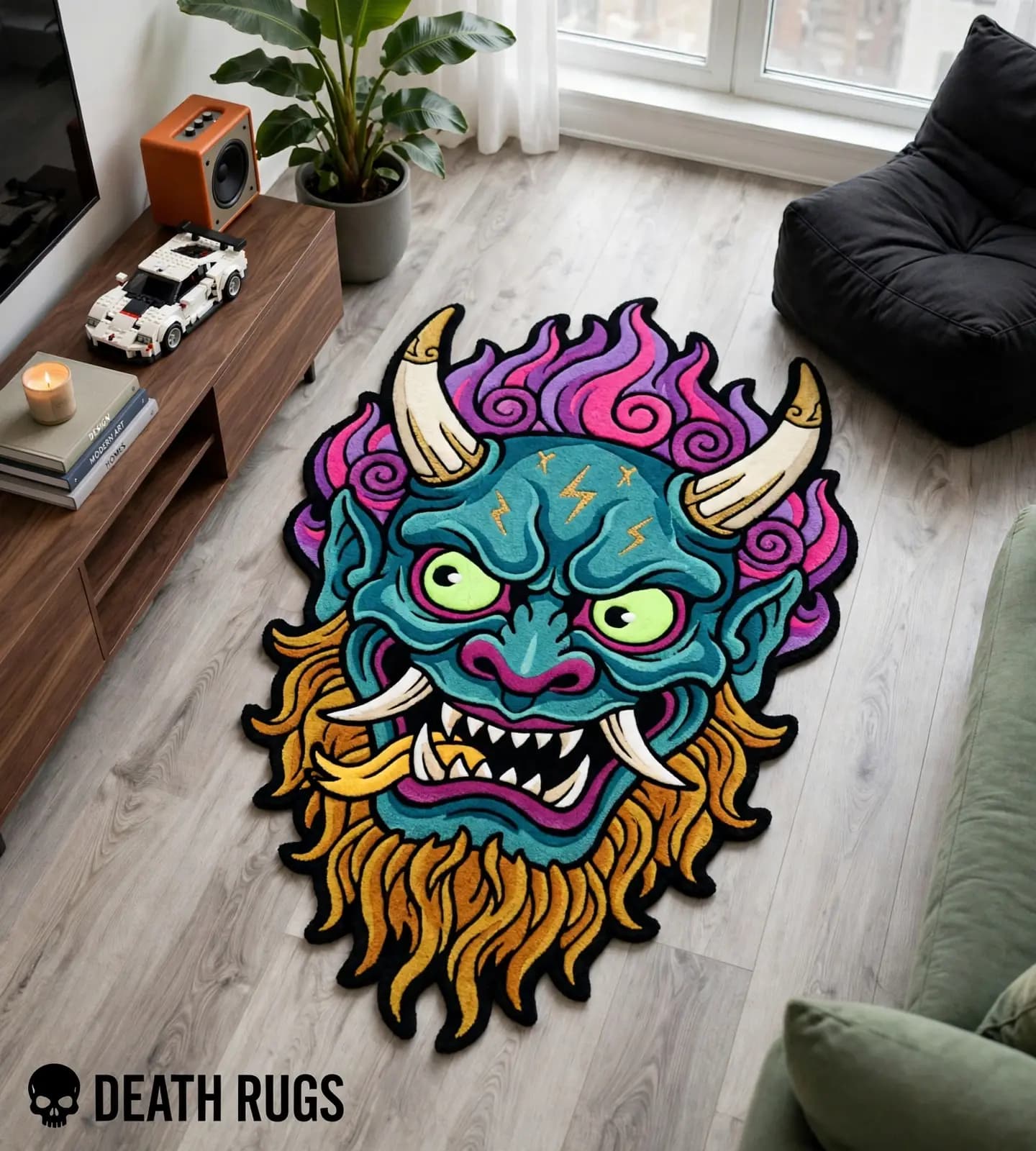 Electric Oni Mask Rugs slide 4