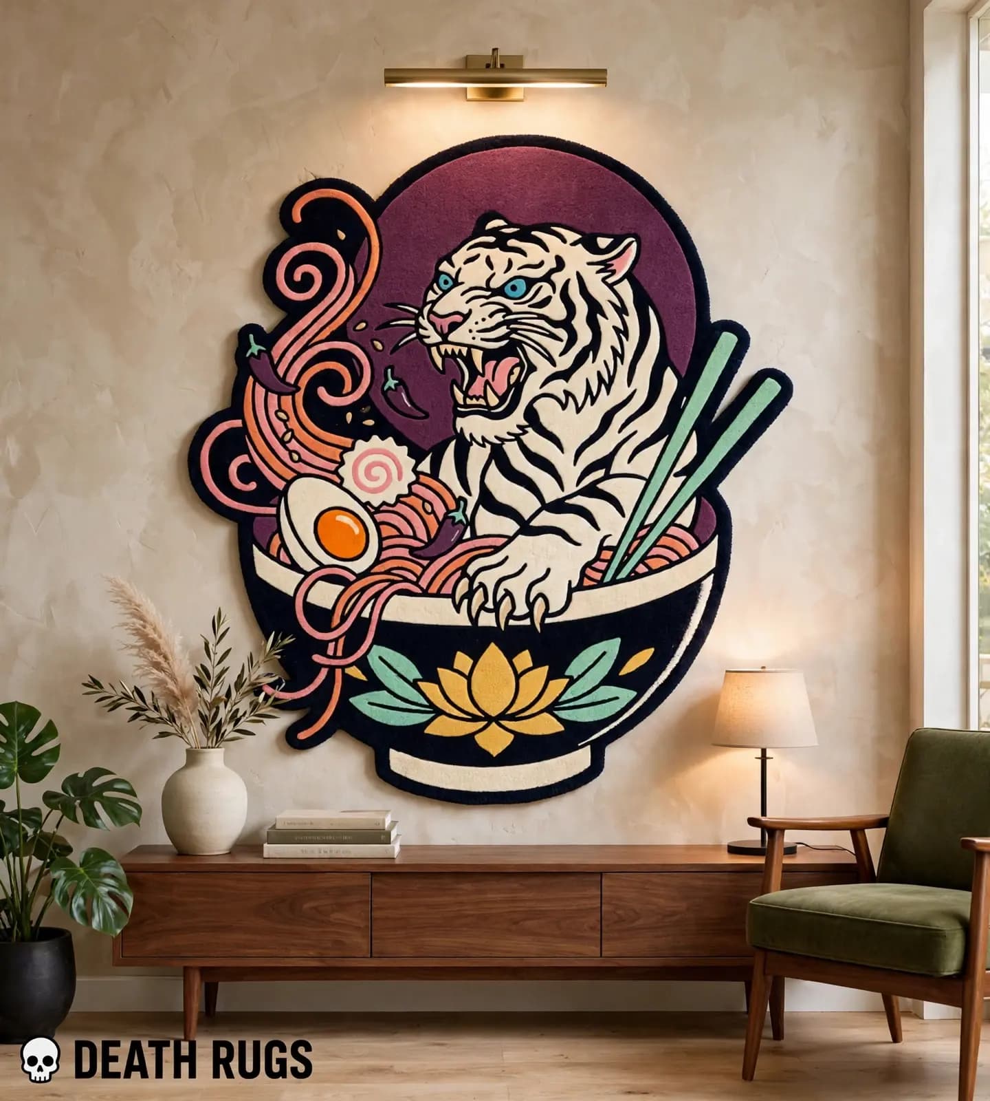 White Tiger Lotus Ramen Rugs slide 4