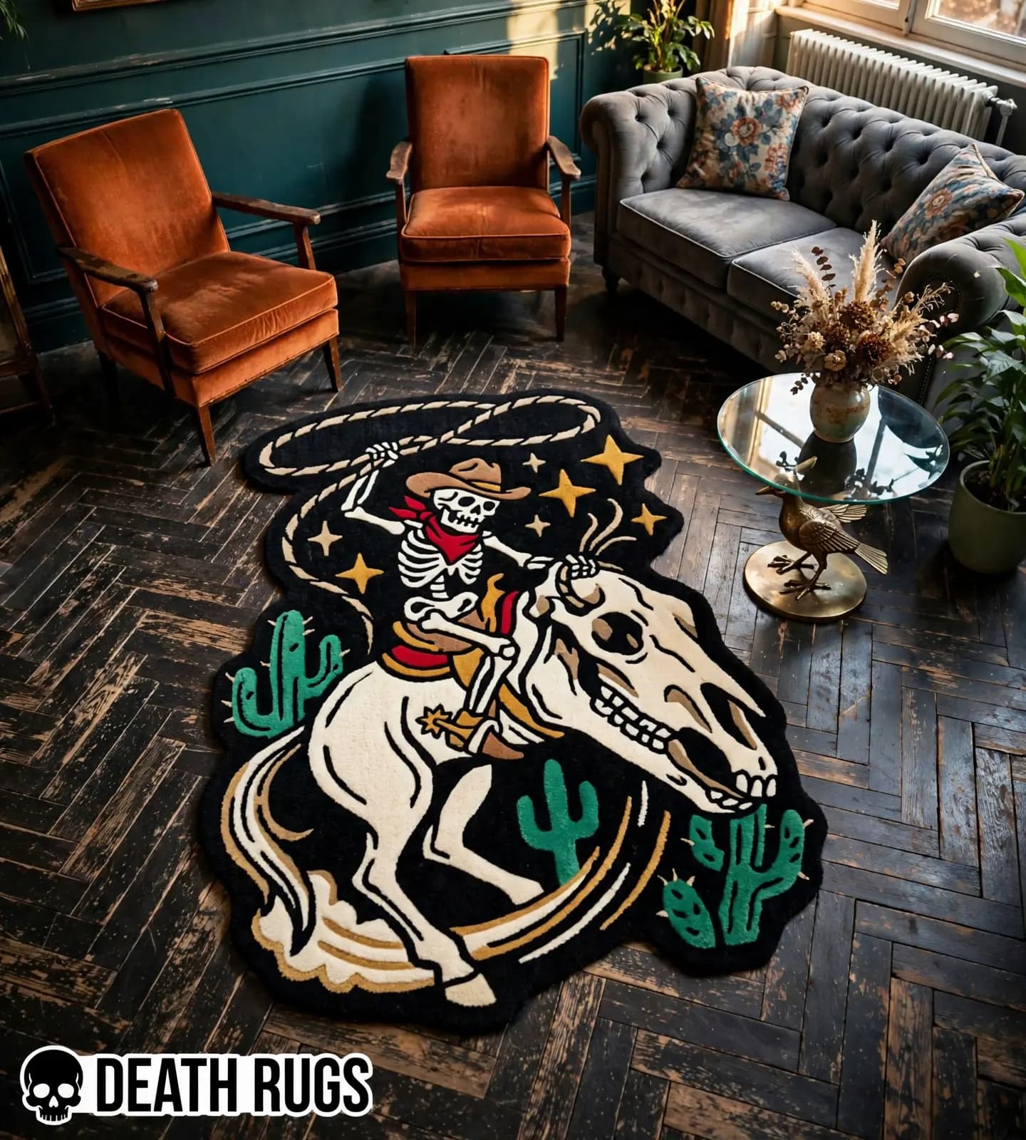Ghost Rider Skeleton Cowboy Rugs slide 4