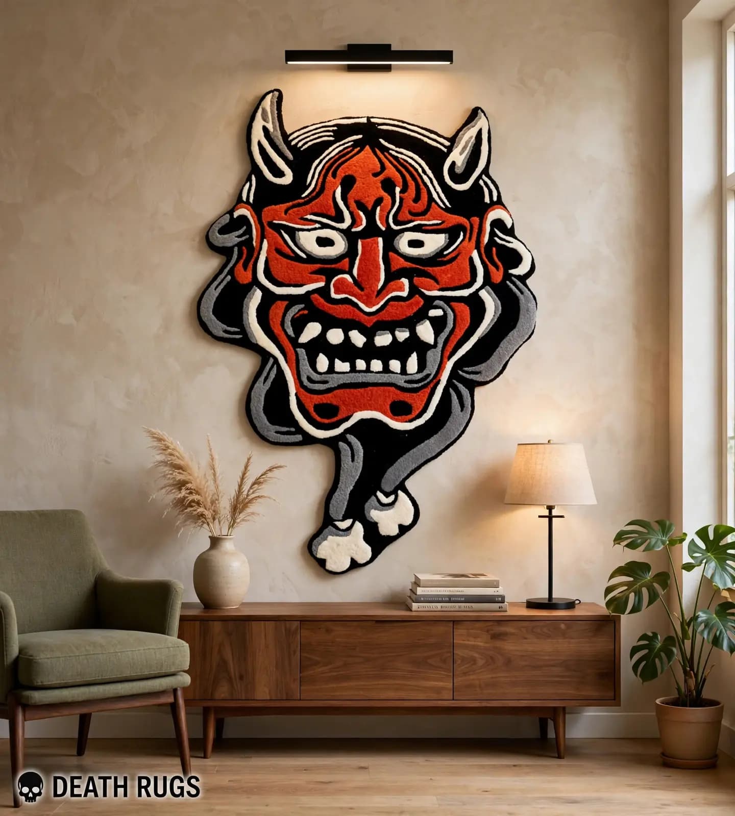 Crimson Hannya Mask Rugs slide 4