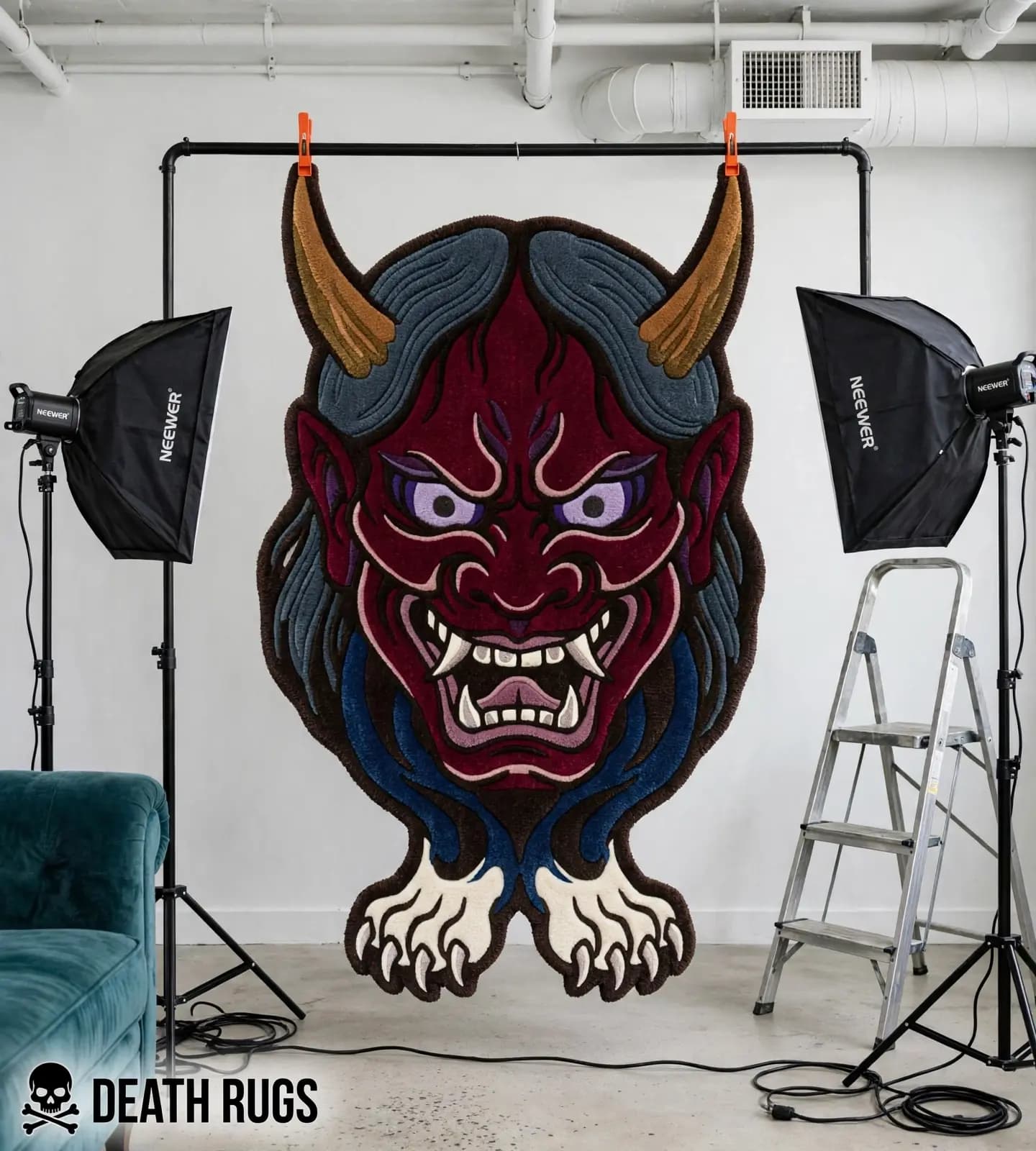 Crimson Hannya Oni Rugs slide 5