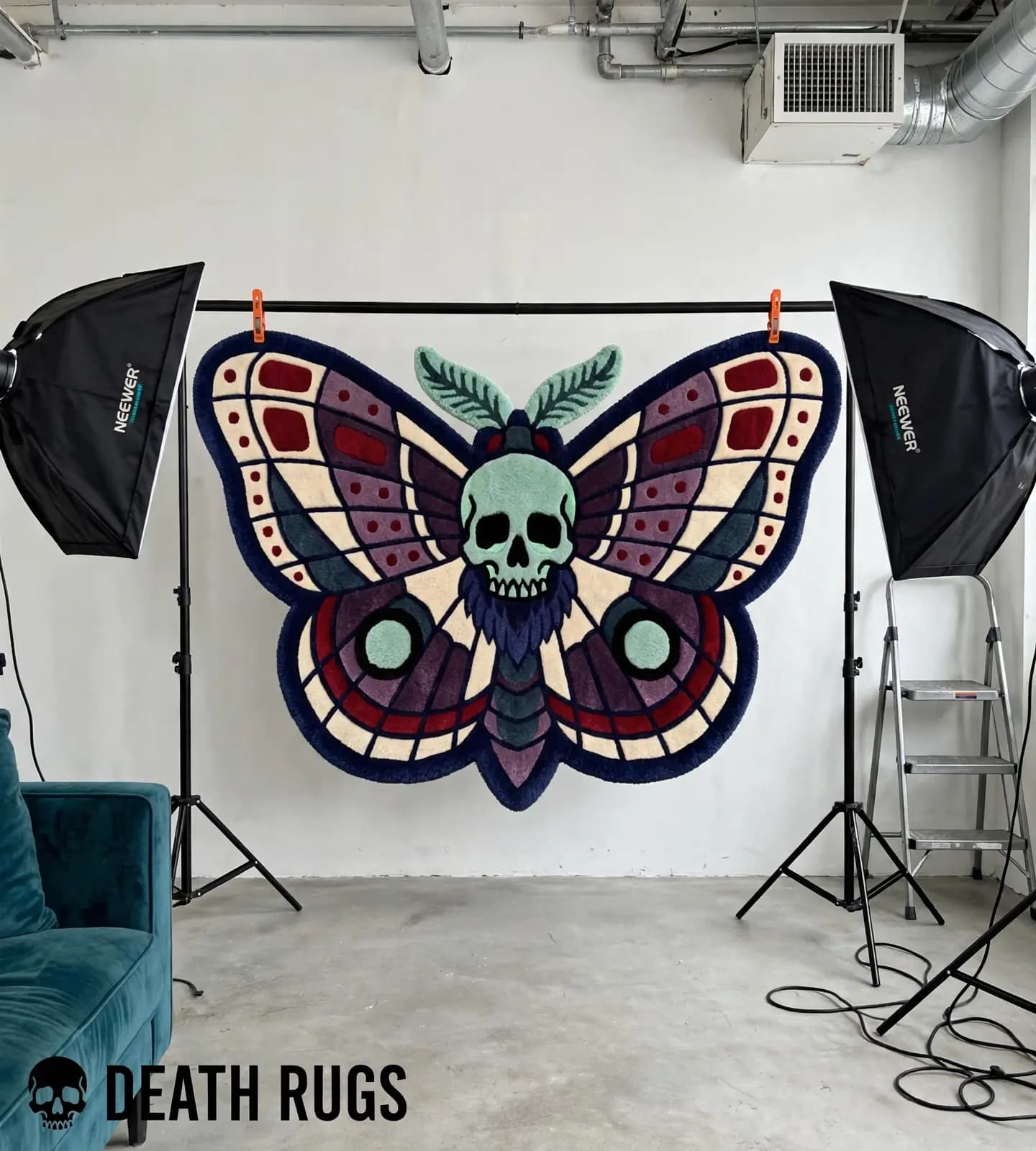 Midnight Skull Moth Rugs slide 3
