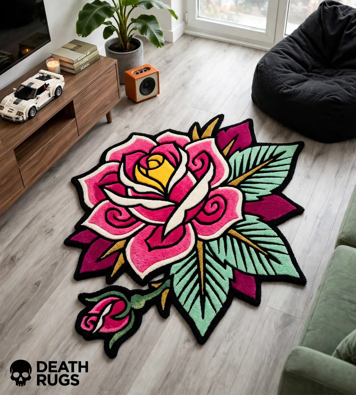 Pink Blossom Rose & Bud Rugs slide 6