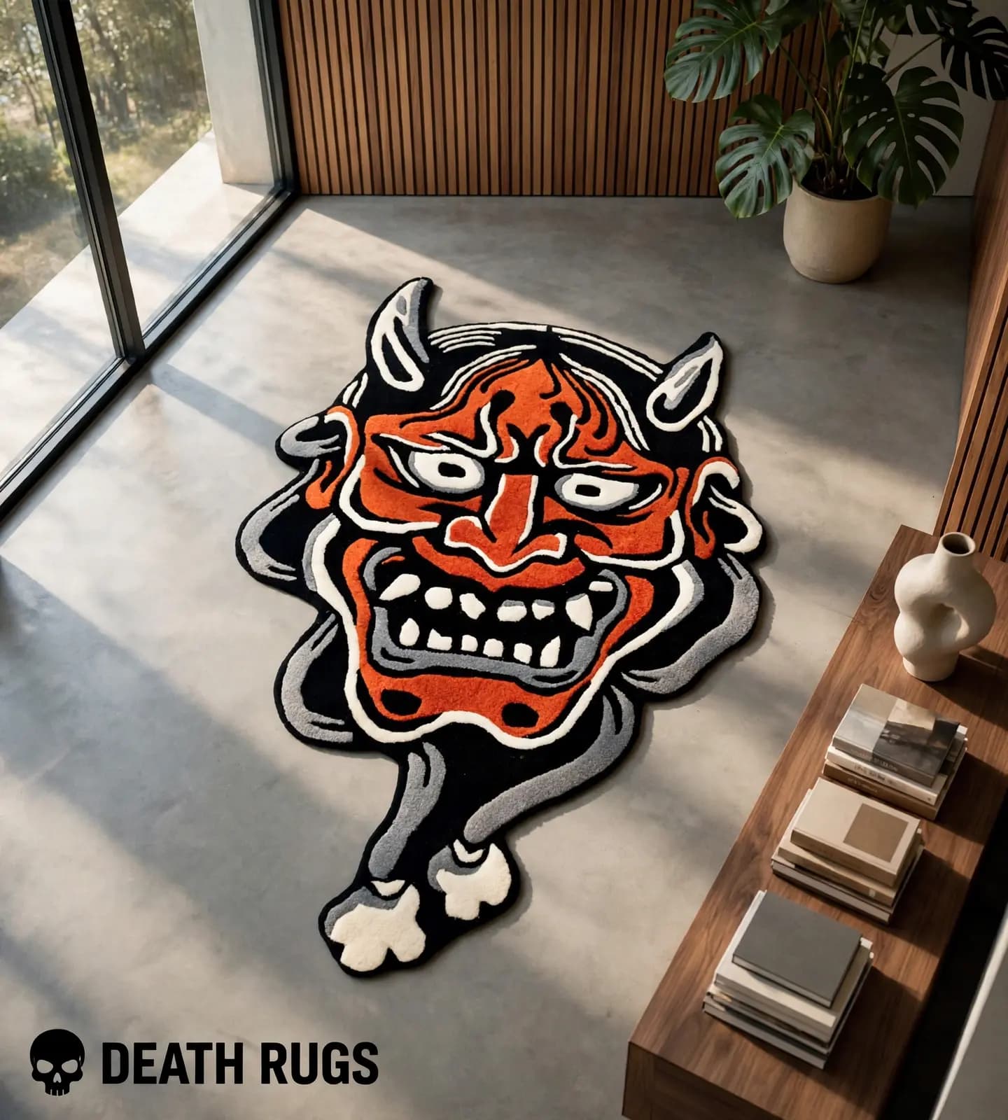 Crimson Hannya Mask Rugs slide 6