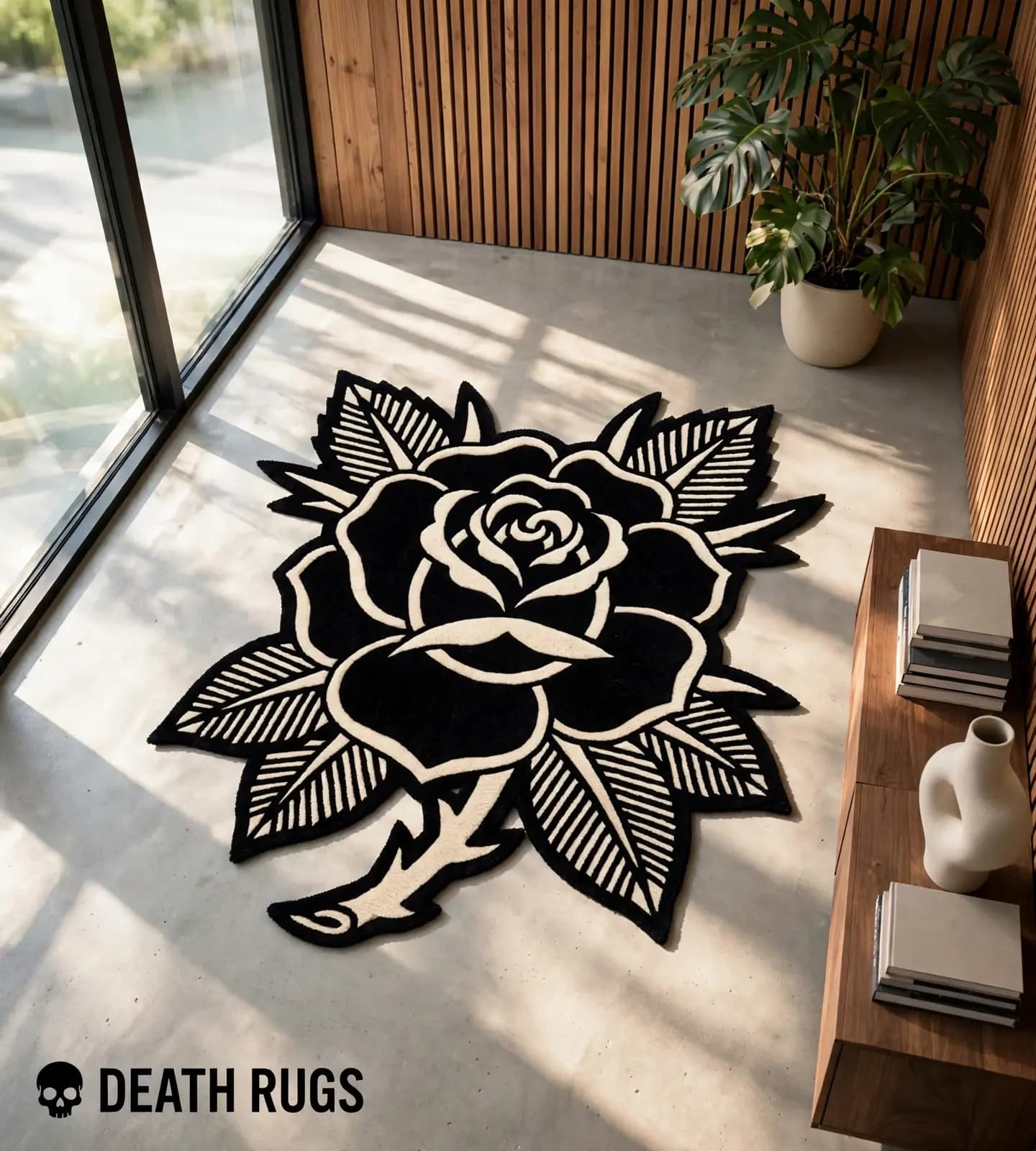 Monochrome Noir Rose Rugs slide 5