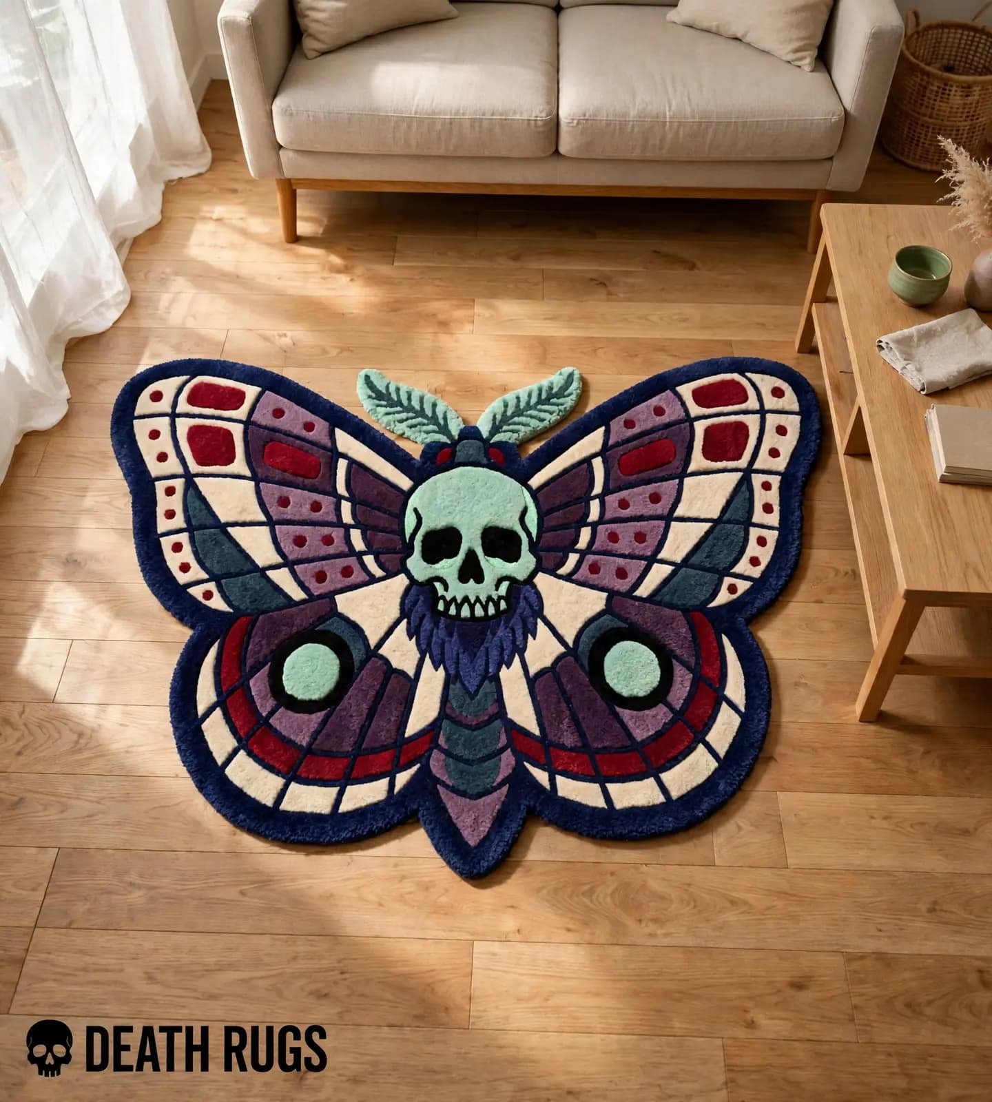 Midnight Skull Moth Rugs slide 4